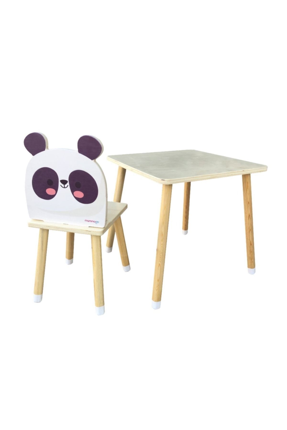Doğal Ahşap Çocuk Aktivite Masa Ve Sandalye Takımı - Mr. Panda_0