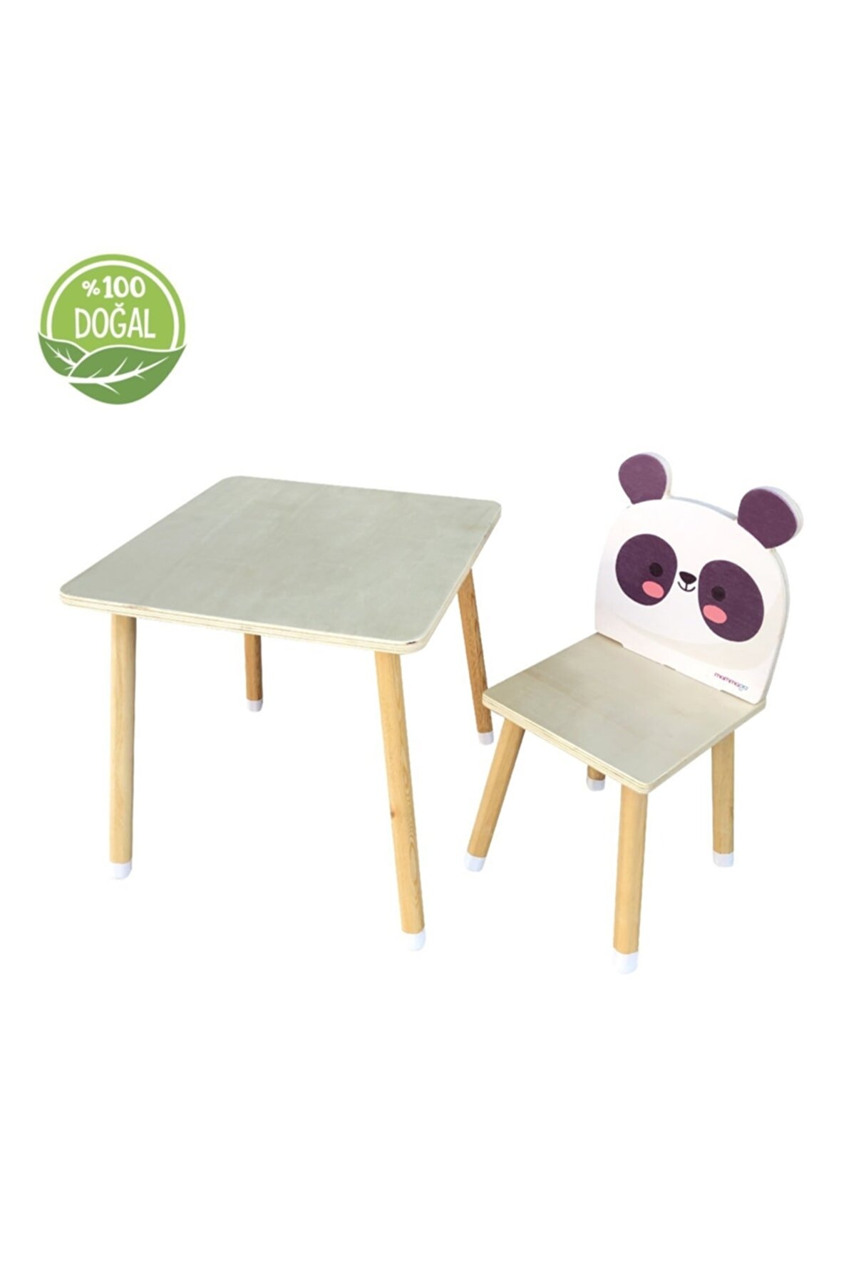 Doğal Ahşap Çocuk Aktivite Masa Ve Sandalye Takımı - Mr. Panda_1