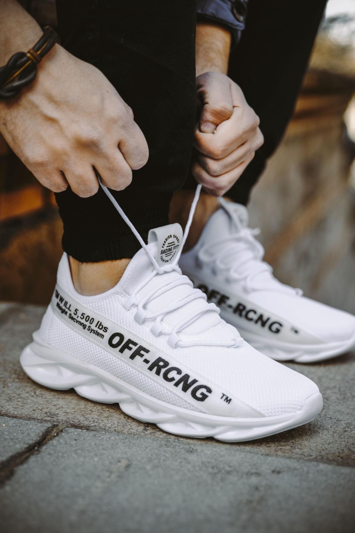 Oksit Beyaz - Rainald Hyperfuse Şerit Detaylı Erkek Sneaker
