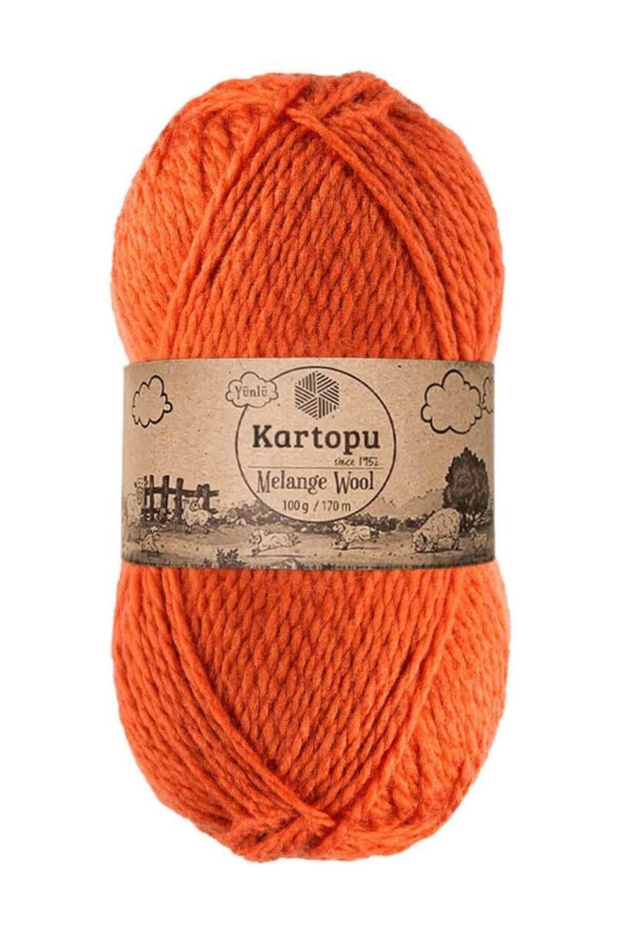 Kartopu Melange Wool El Örgü Ipi Turuncu K1210