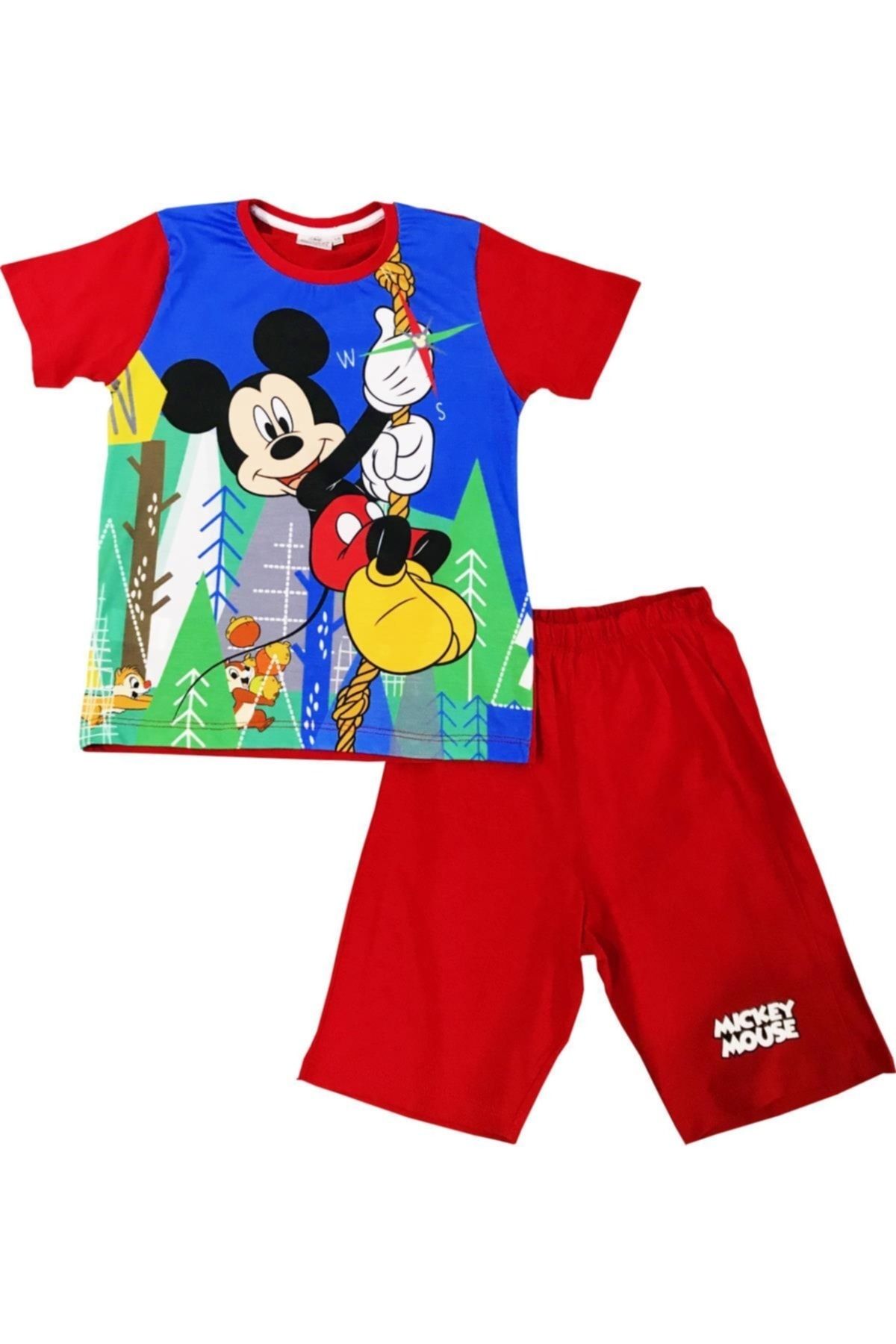 Mickey Mouse Erkek Çocuk Lisanslı Kırmızı Tişört & Şortlu Alt Üst Takım
