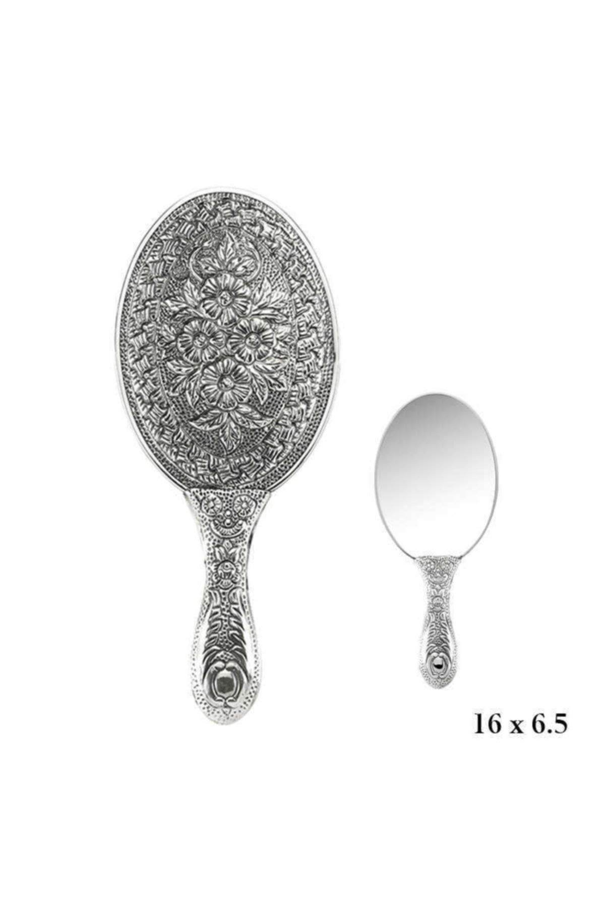 Gumush 925 Ayar Gümüş Papatya Desenli El Aynası