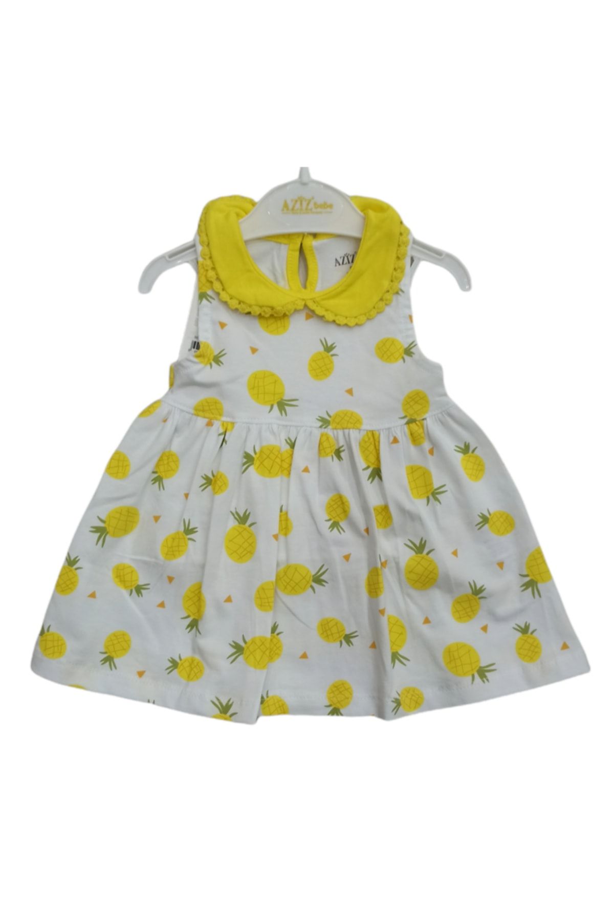 Aziz Bebe Kız Bebek Ananas Desenli Elbise 6-24 Ay
