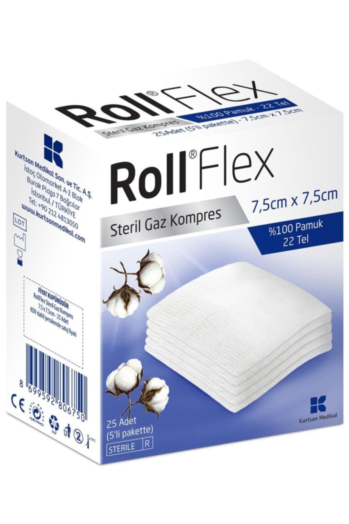Roll Flex Gaz Kompres 7,5cm X 7,5cm 25'li