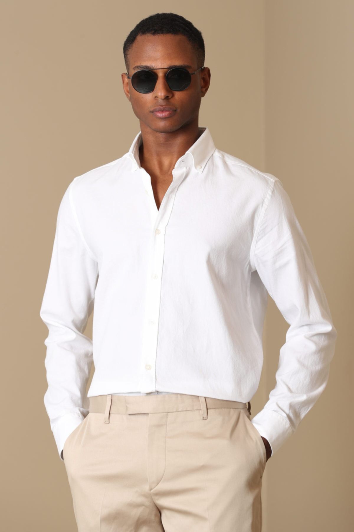 Lufian Danıel Erkek Smart Gömlek Comfort Slim Fit Beyaz