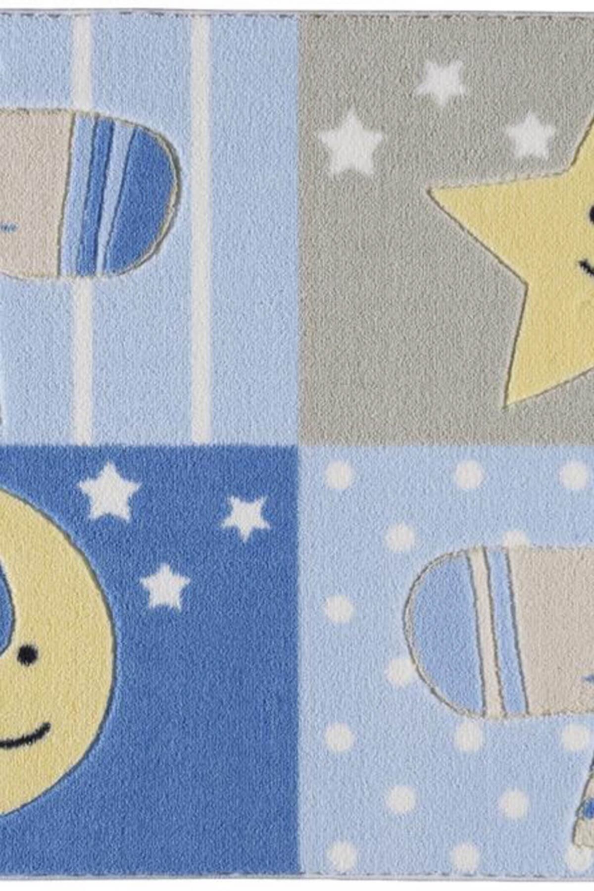 Confetti Sleepy 133x190 Mavi Oymalı Anaokulu Kreş Ve Çocuk Halısı