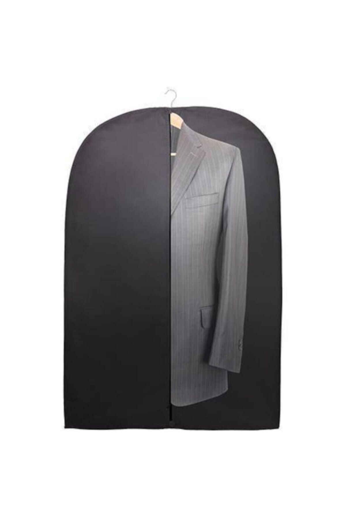 Genel Markalar Siyah 5 Adet Fermuarlı Ceket Elbise Takım Elbise Kılıfı Koruyucu Giysi Saklama Çantası
