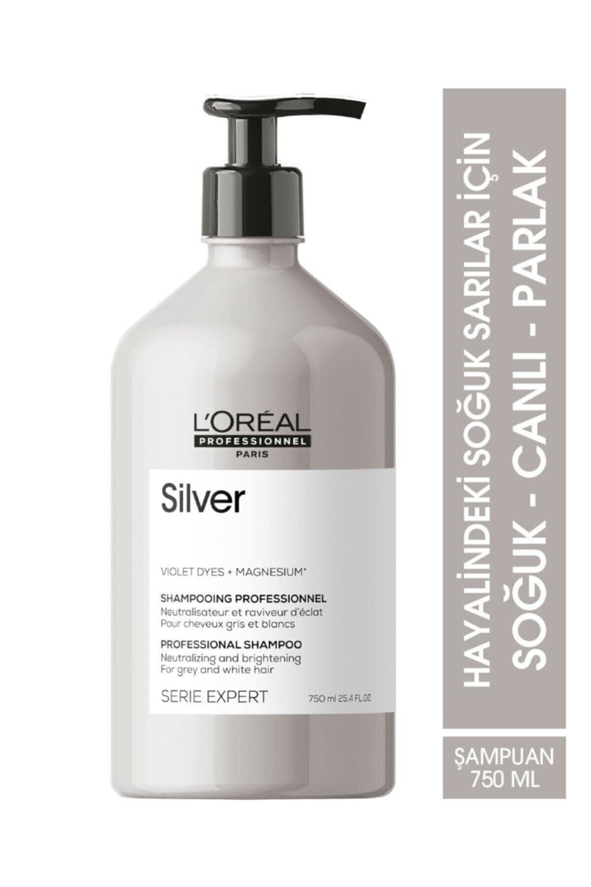 L'oreal Professionnel Serie Expert Silver Çok Açık Sarı, Gri Ve Beyaz Saçlar Için Renk Dengeleyici Mor Şampuanı 750 Ml