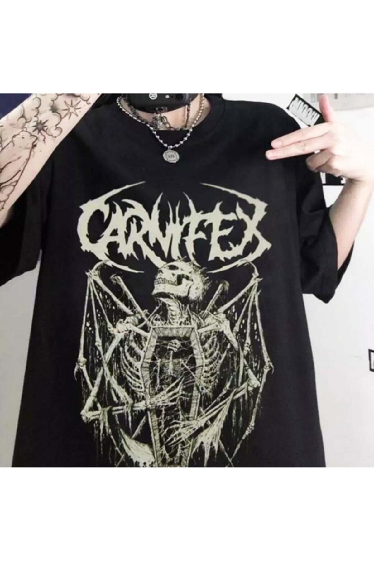 Köstebek Touz Moda Carnifex The Script Siyah Unisex Oversize T-shirt