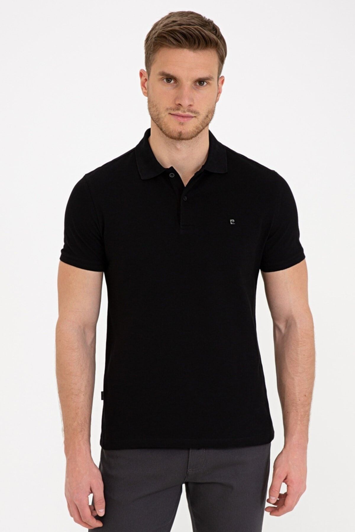 Pierre Cardin Siyah Slim Fit Basic Polo Yaka T-Shirt