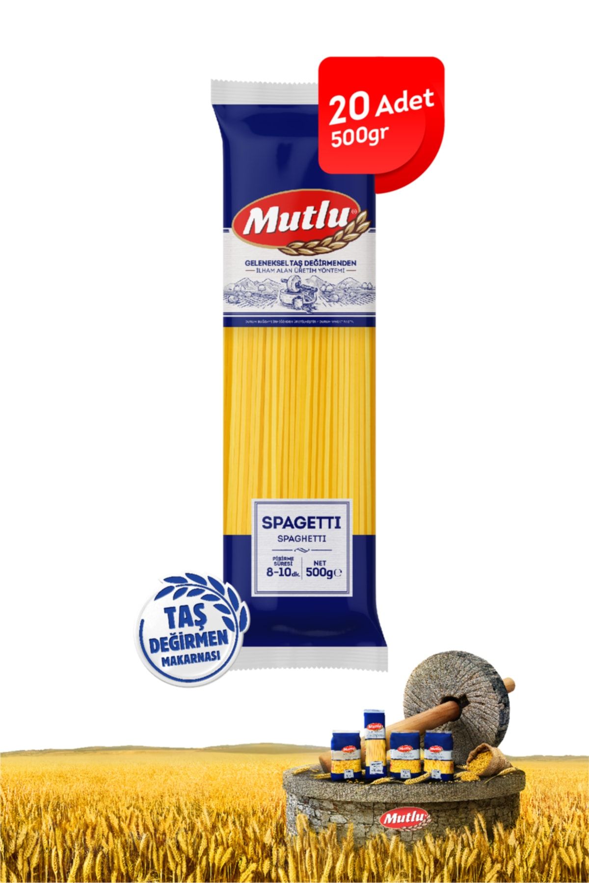 Mutlu Makarna Spagetti / 500g - 20 Paket (spaghettı)