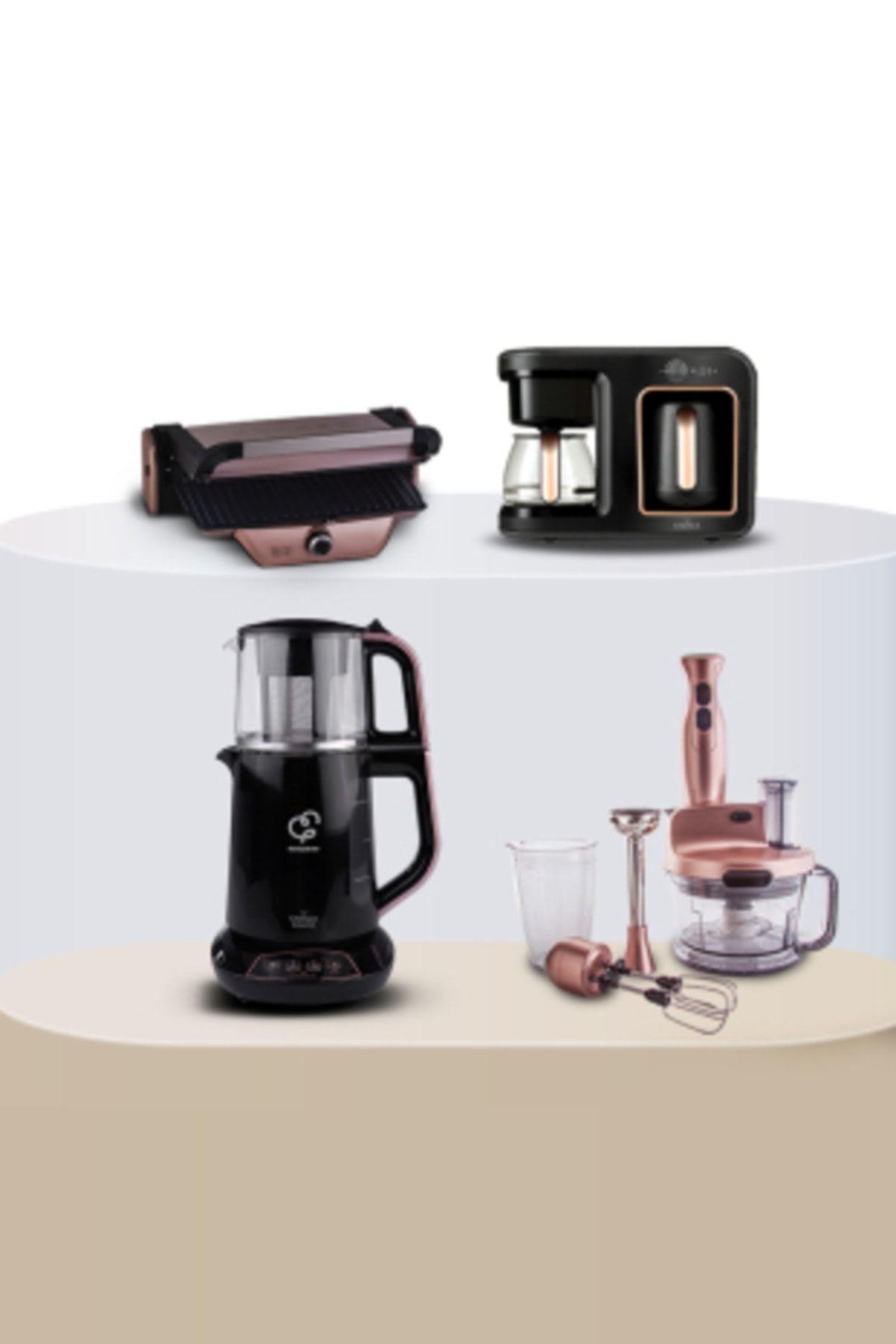 Karaca Grand Gurme Kahve Makinesi, Tost Makinesi, Çay Makinesi, Mutfak Robotu Elektrikli Çeyiz Seti