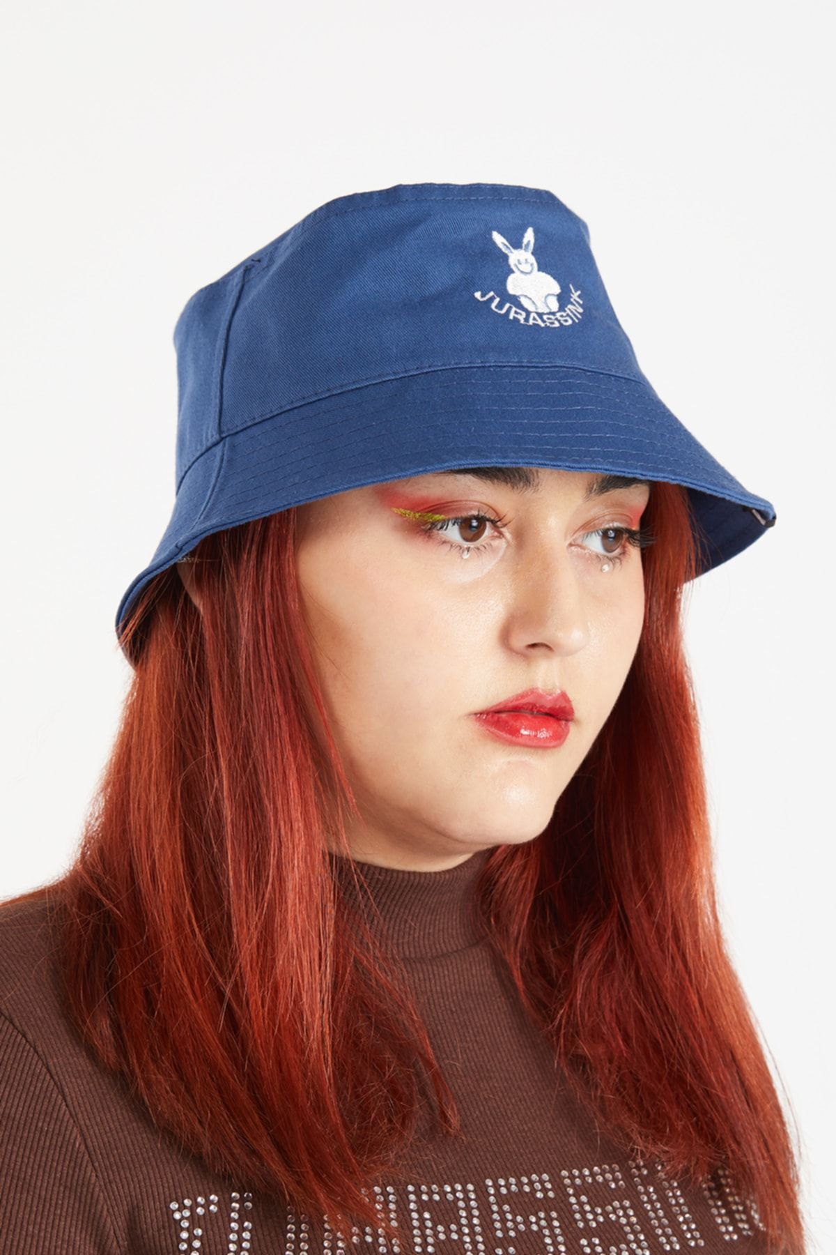 JURASSİNK Kadın Nakış Işlemeli Lacivert Bucket Şapka