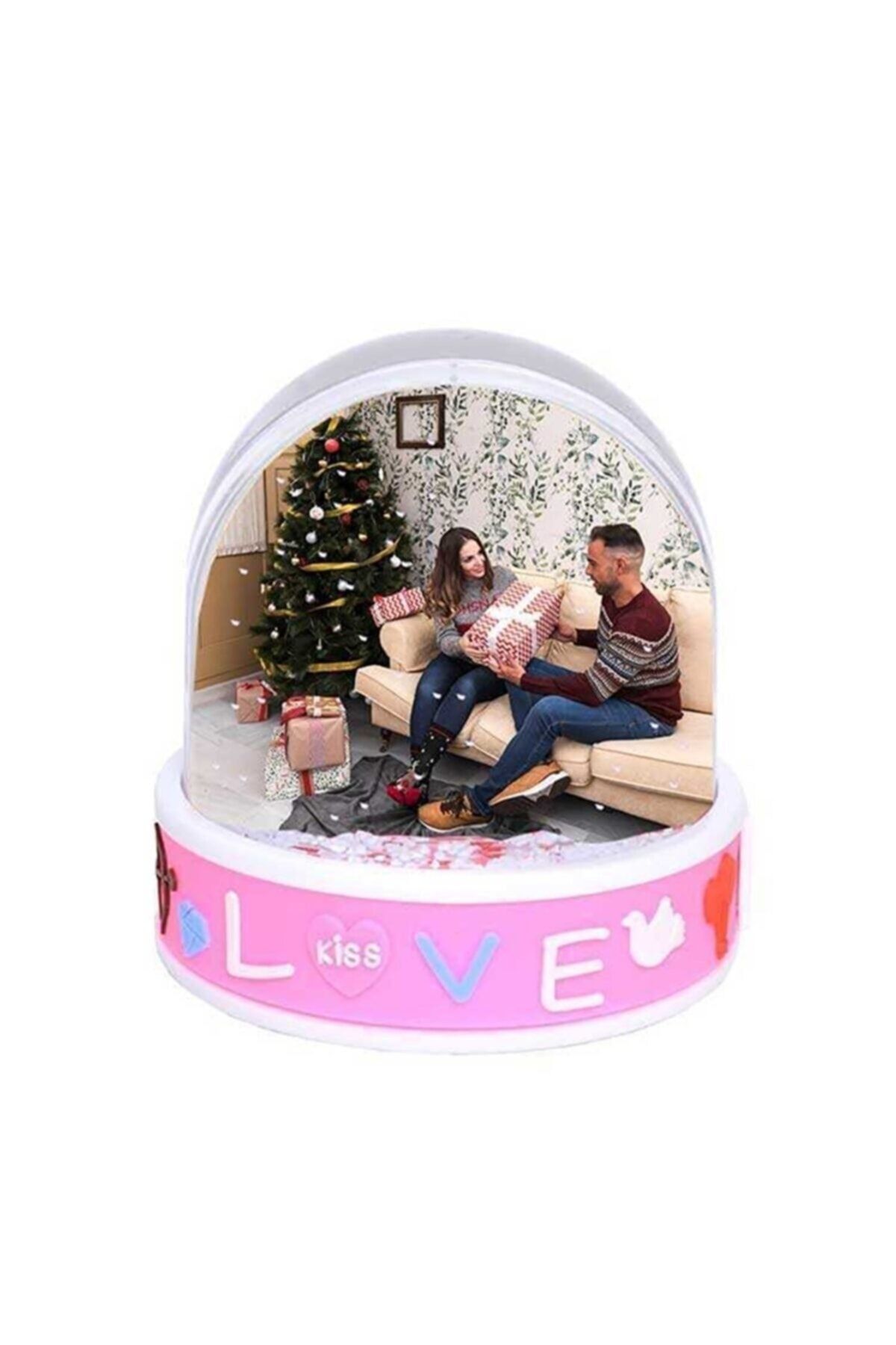 Nobbystar Müzikli Led Işıklı Fotoğraflı Love Kiss & Forever Hediye Kar Küresi