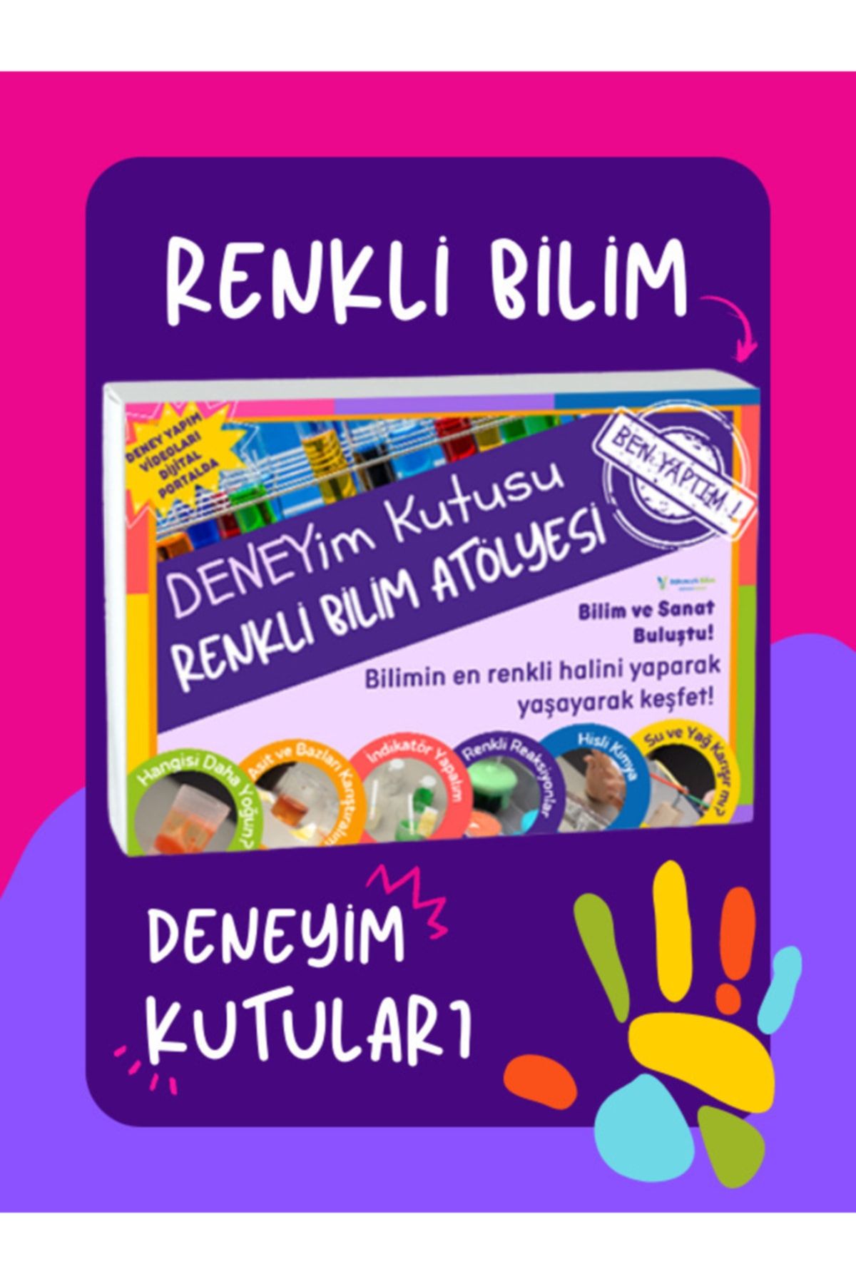 Eğlenceli Bilim Deneyim Kutusu – Renkli Bilim Atölyesi Deney Seti / Deney Yapılış Videosu Hediyeli