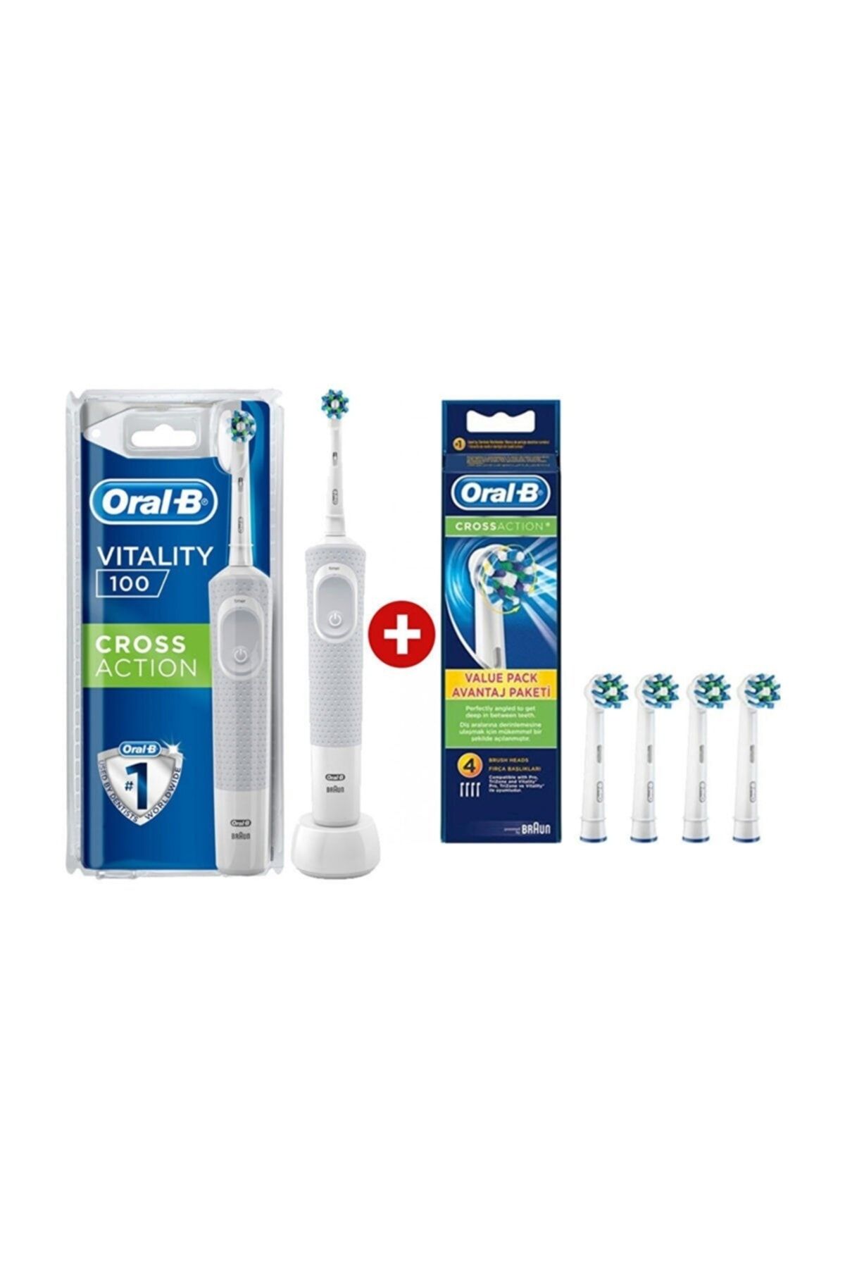 Oral-B Vitality 100 Cross Action White Elektrikli Diş Fırçası + 4'lü Yedek Başlık