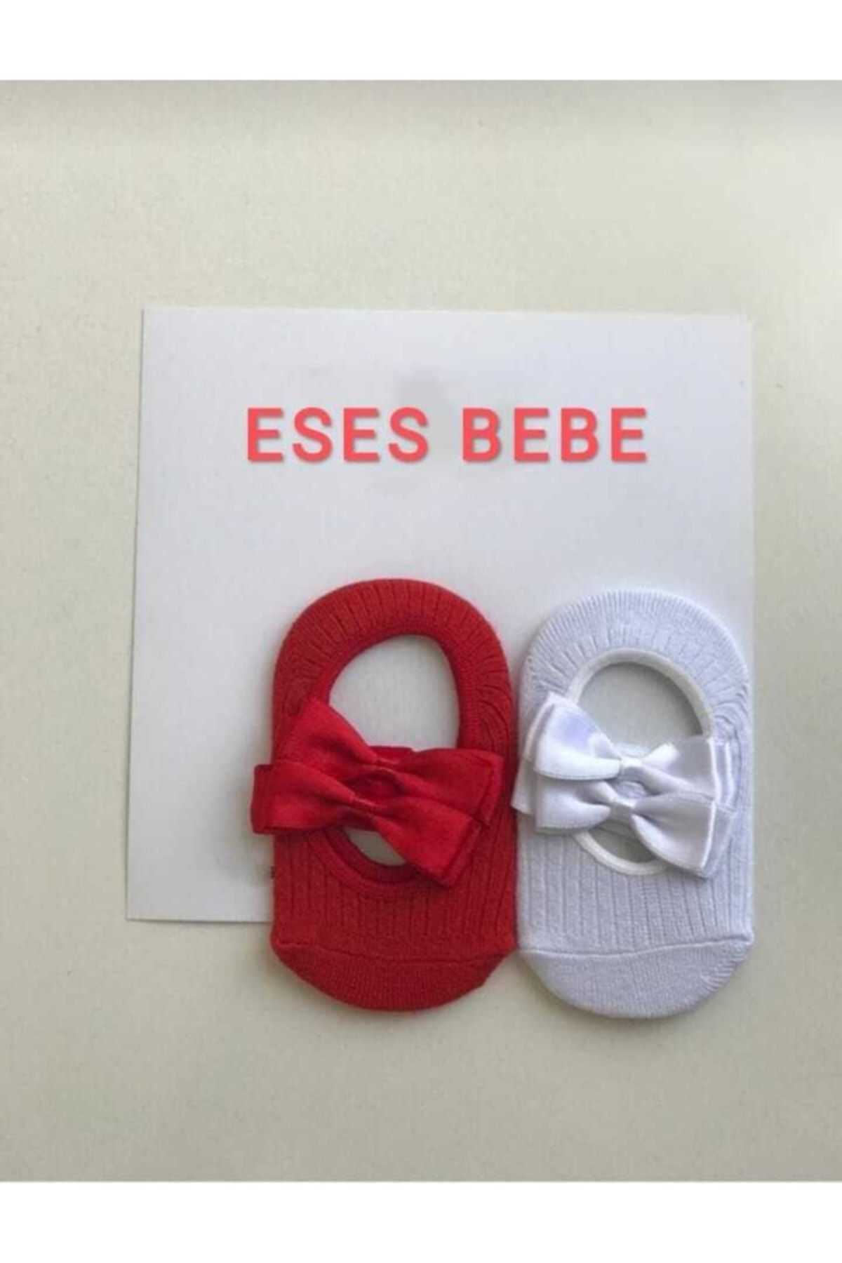 ESES BEBE Bebek Çocuk Kırmızı Beyaz Babet Çorap