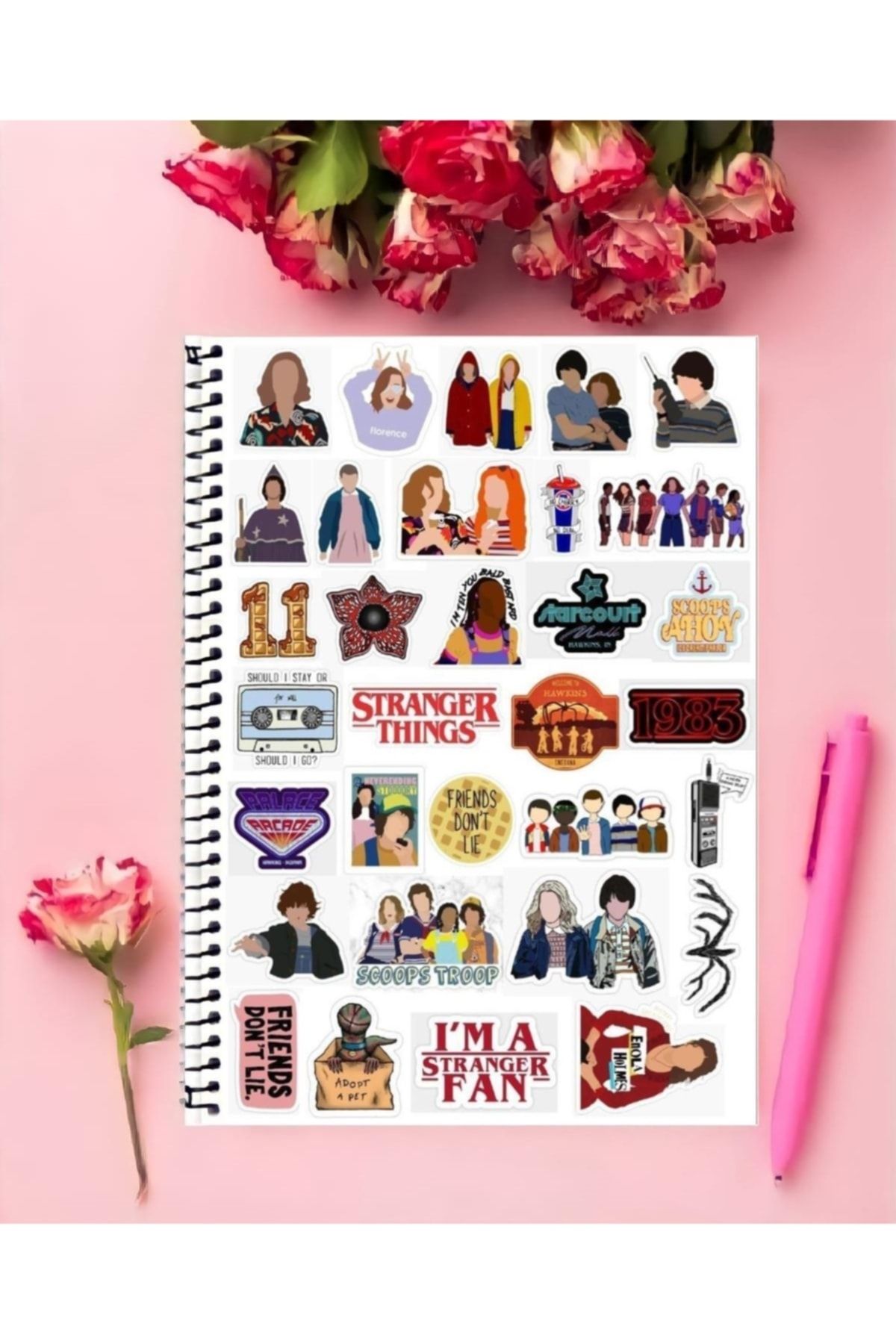 animeandyourworld Stranger Things Defter 1 Adet Özel Tasarım A4 Boyutu 21*29 Cm Telli Çizgisiz Büyük Boy defter