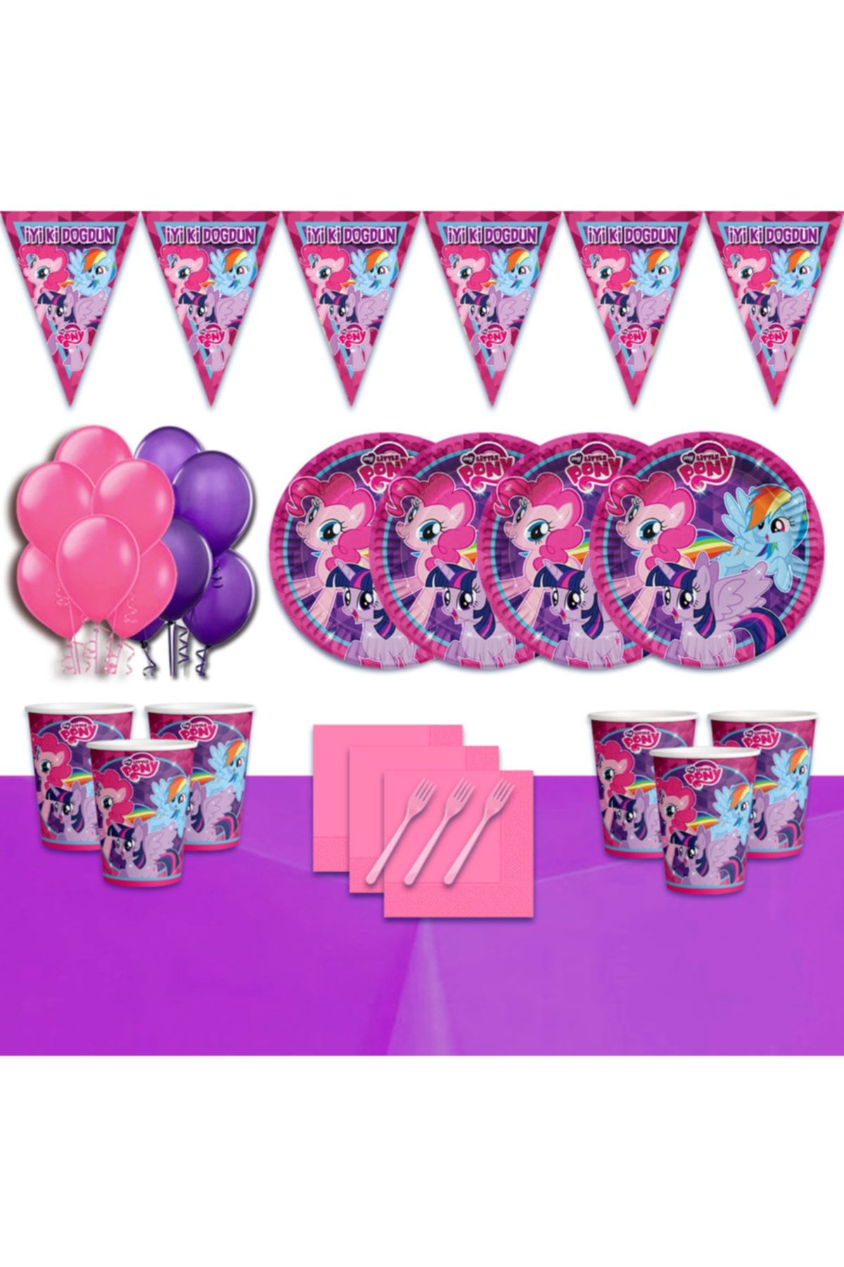 My Little Pony 40 Kişilik Doğum Günü Parti Süsleri Malzemeleri Seti
