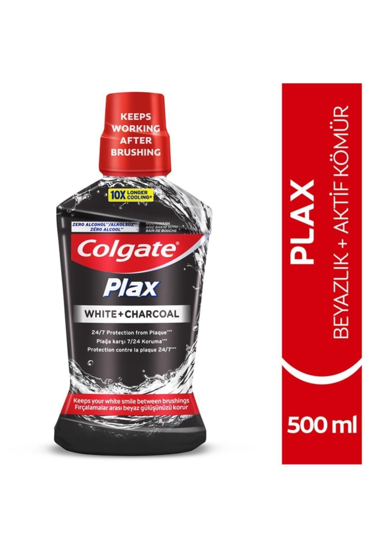 Colgate Plax Beyazlık + Aktif Kömür Alkolsüz Ağız Bakım Suyu 500 Ml