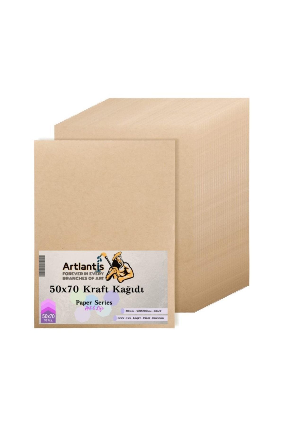 Artlantis 50x70 Kraft Kağıt 80 gr 10 Adet Kraft Saman Kağıt 50x70 10 Adet