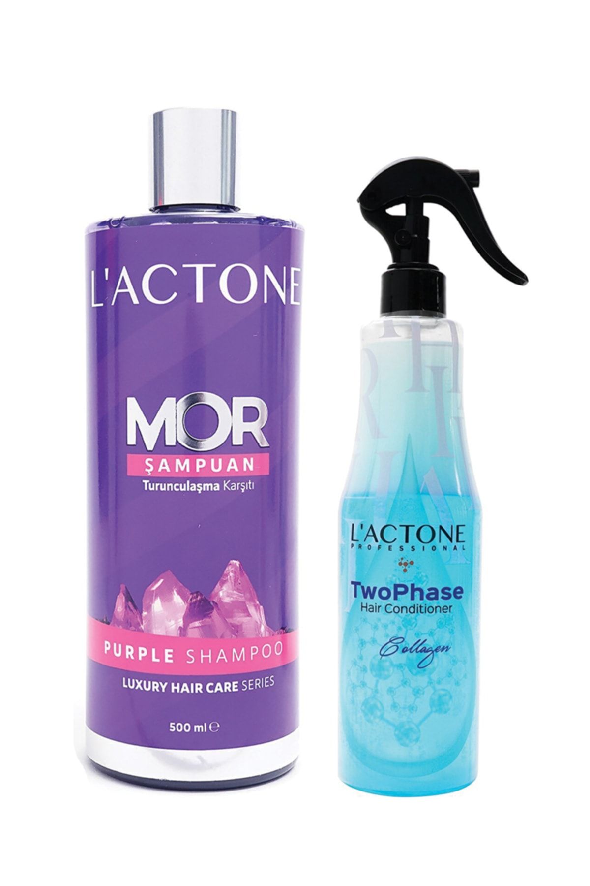 L'ACTONE Mor Şampuan + Kolajen Fön Suyu Saç Bakım Seti 3