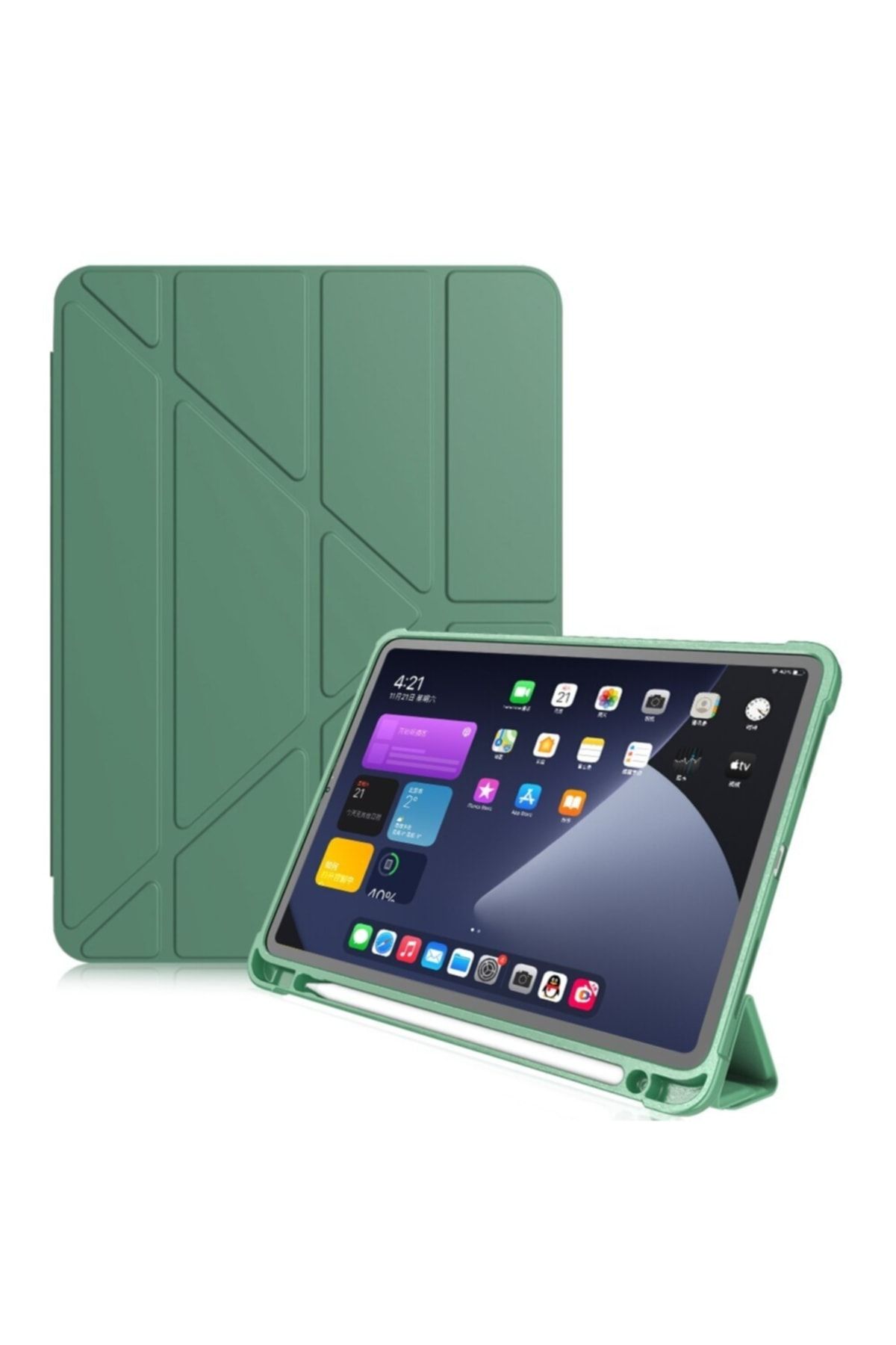 UnDePlus Apple Ipad 7. 8. 9. Nesil 10.2 Inç Kılıf Kalem Bölmeli Trifolding Case 2019 2020 2021 2022