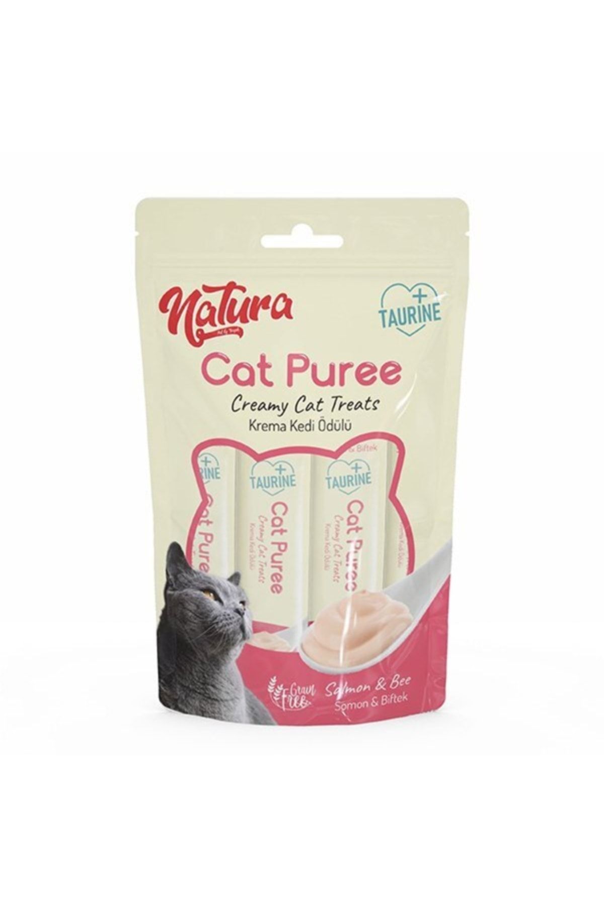 Natura Cat Pure Somonlu & Sığır Etli Kedi Sıvı Ödül Maması 4'lü