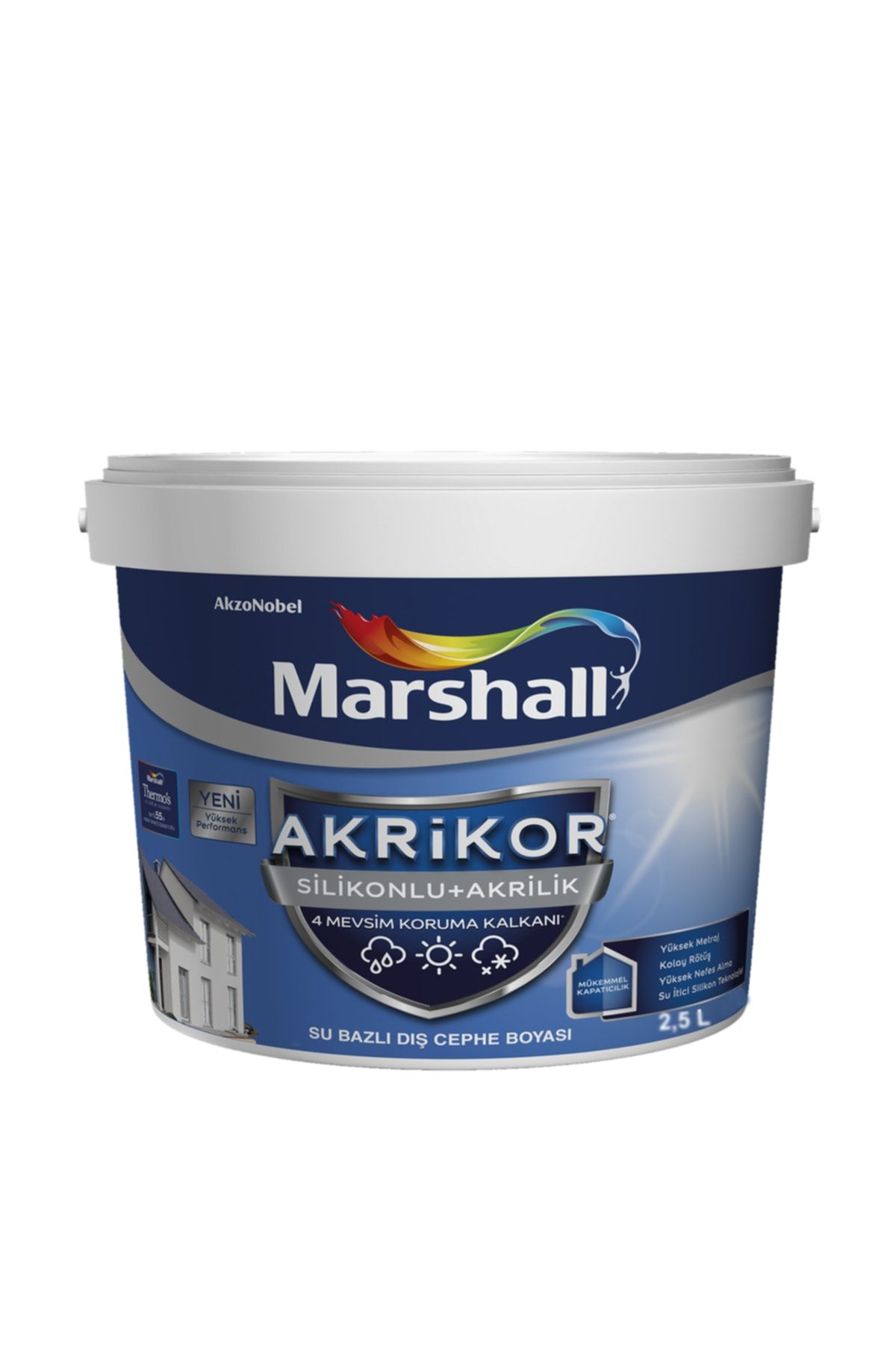 Marshall Akrikor Silikonlu + Akrilik Boya Kandil Alevi 2,5 lt 3,5 kg