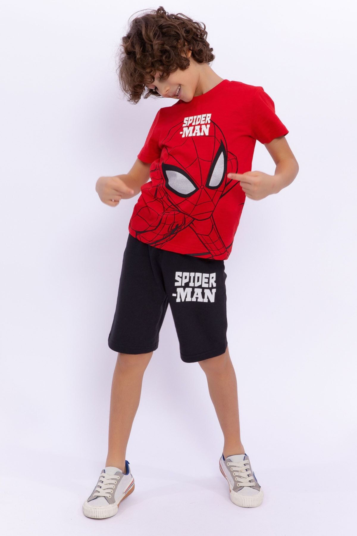 Spiderman Lisanslı Kırmızı Erkek Çocuk Bermuda Takım