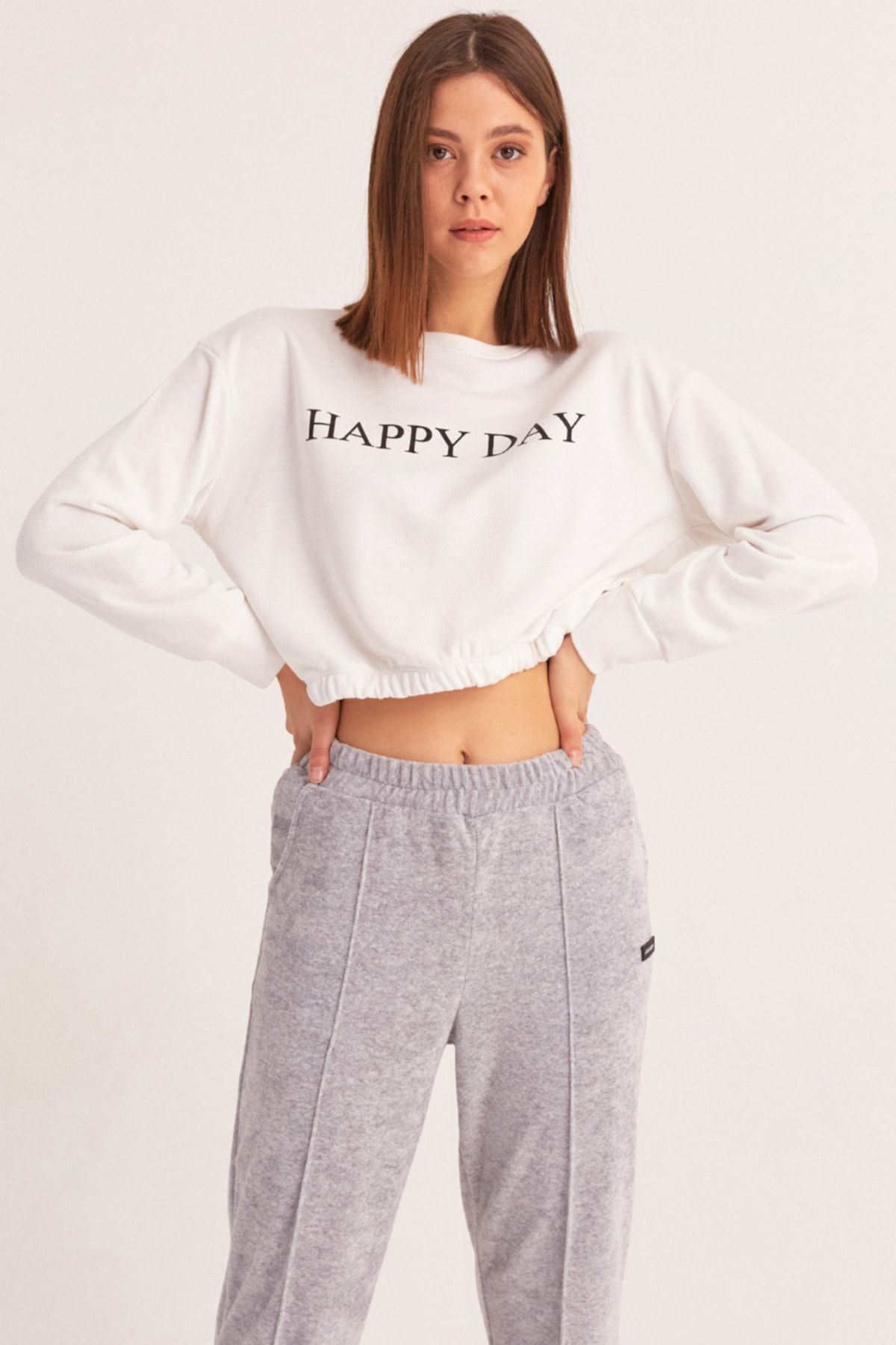 Fullamoda Happy Day Baskılı Sweatshirt