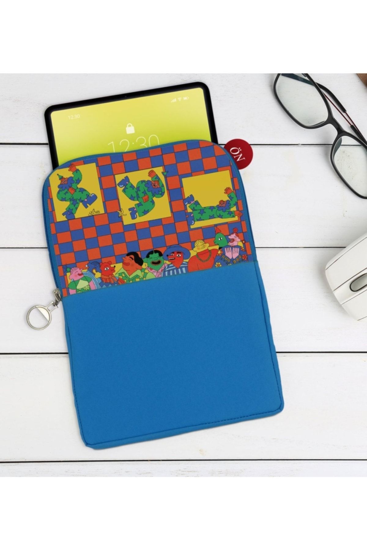 Bk Gift Gift Modern Soyut Tasarımlı Taşınabilir Koruyucu Tablet Kılıfı & Organizer Çanta - Mavi-5