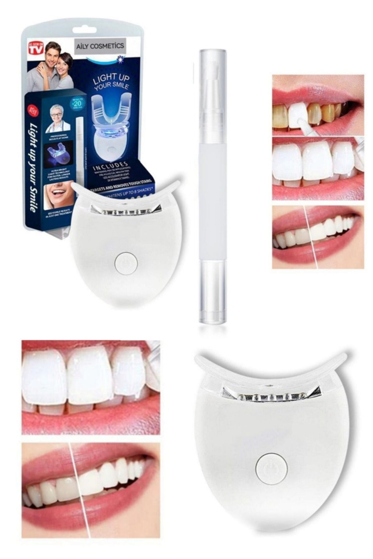 Utelips Diş Beyazlatma Seti Mavi Işık Işın Kiti & Beyazlatıcı Diş Kalemi 20 Dakikada Beyazlık Hergün Kullan