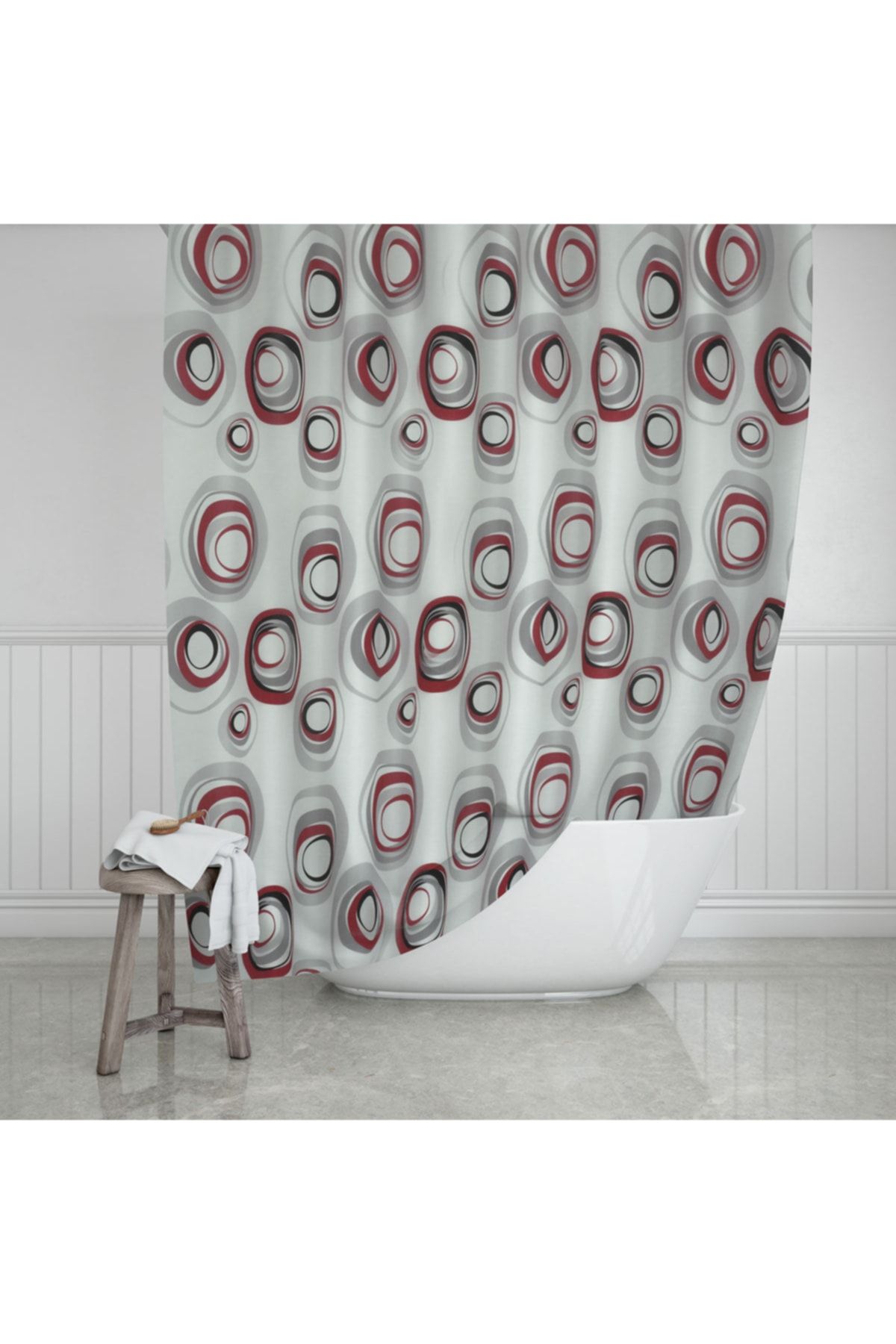 Evdy Duş Perdesi Çamaşır Makinesi Örtüsü Takım 2x100x200cm