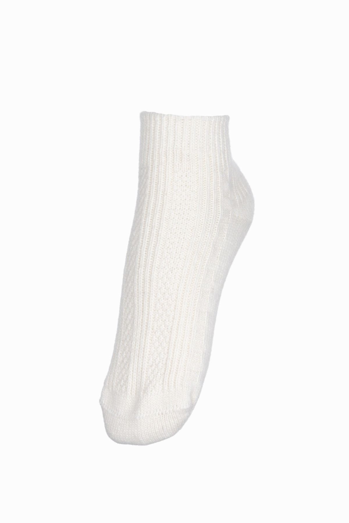 Fonem Kadın Patik Yünlü Çorap Fo 8013-1 Ekru