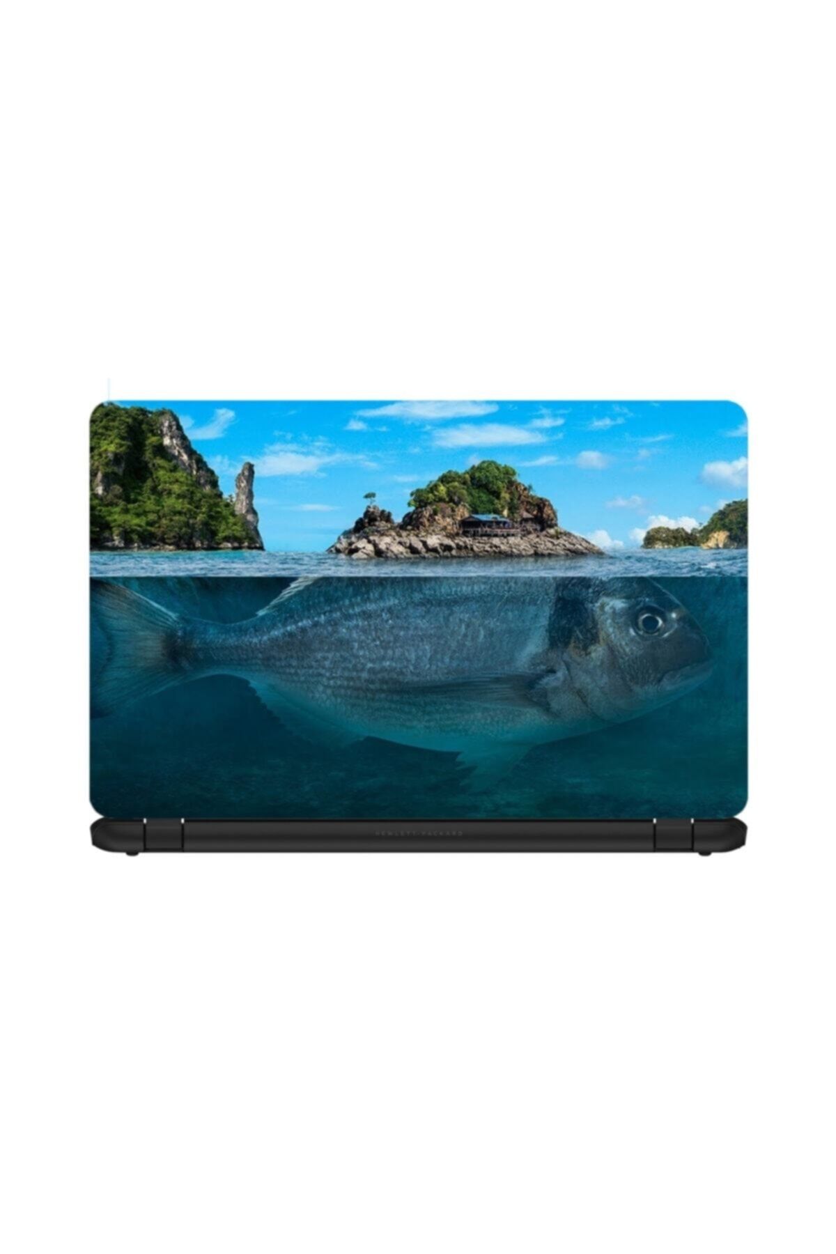 KT Decor Sürreal Balık Adası Laptop Sticker 15.6 Inch