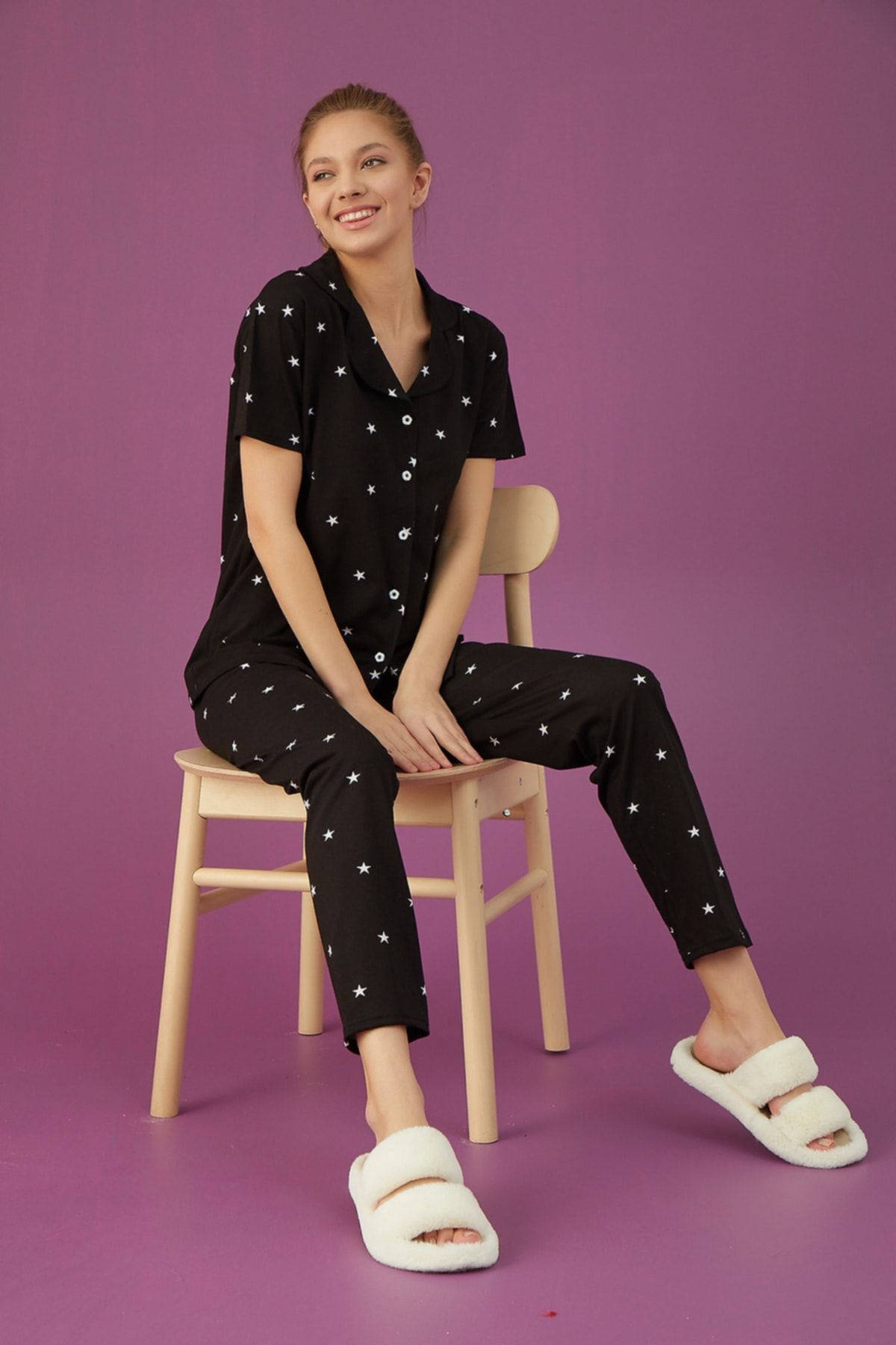 Eliz Homewear Pamuklu Düğmeli Pijama Takımı
