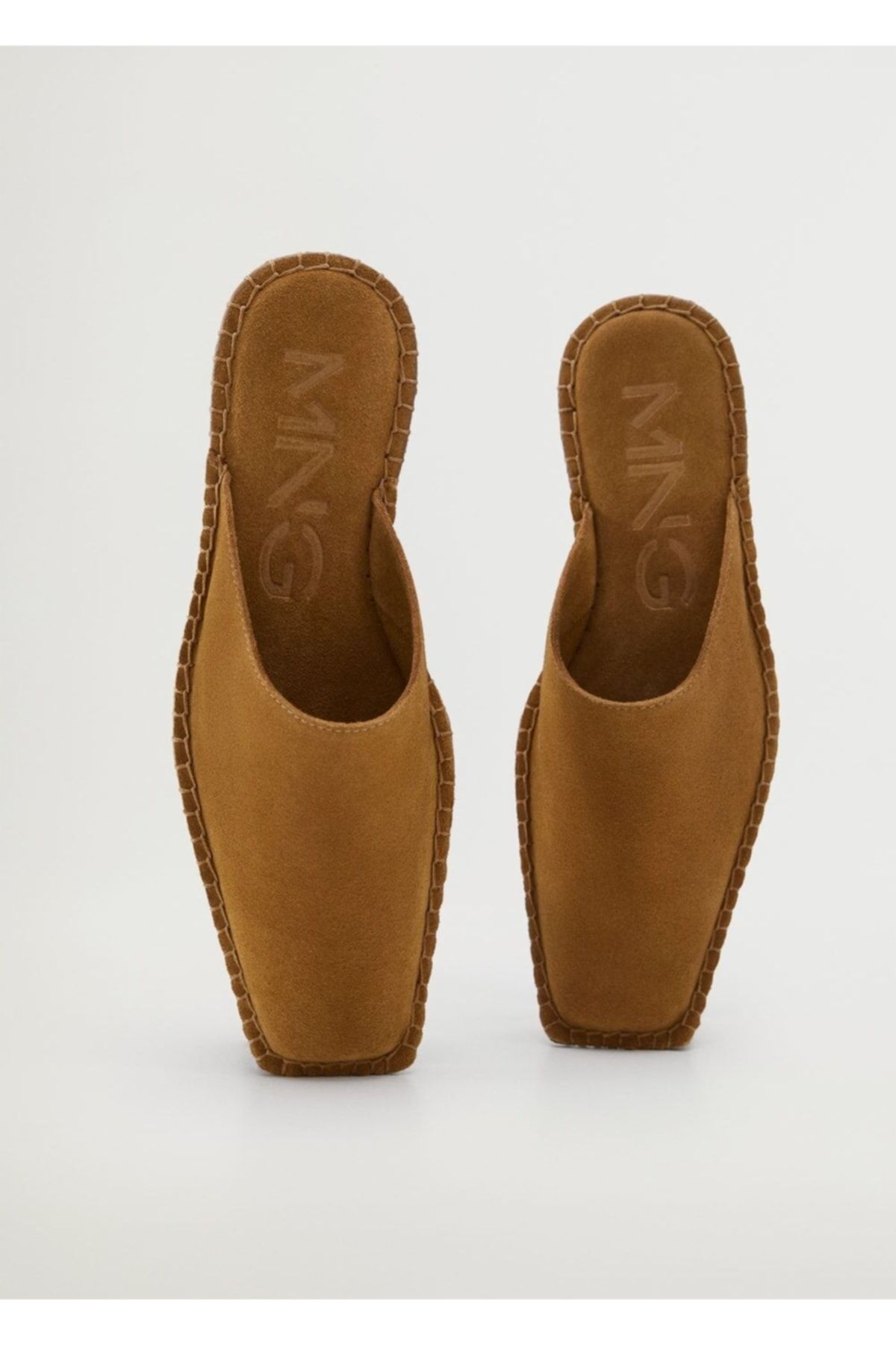 MANGO Kadın Orta Kahverengi Arkası Açık Deri Babouche Ayakkabı