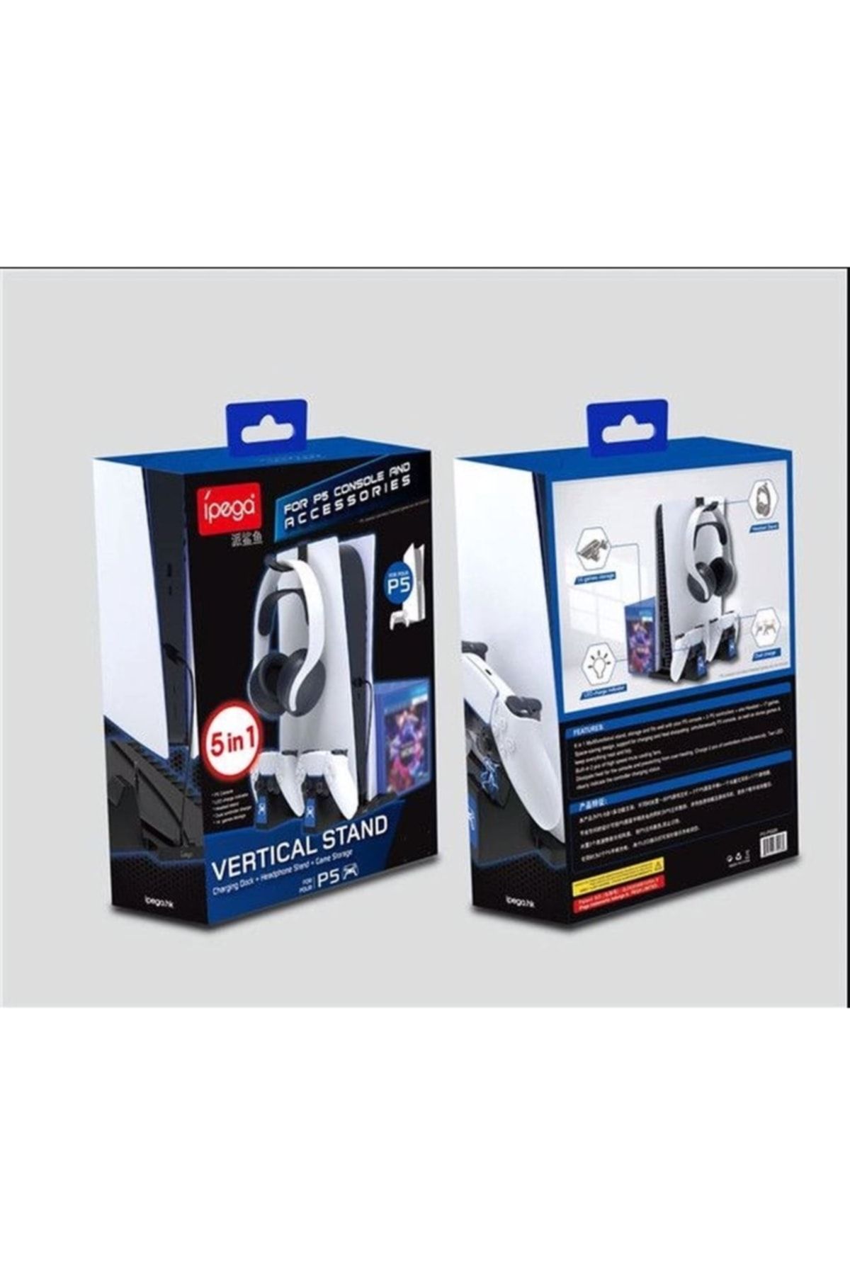 ipega Ps5 Playstation 5 Dikey Şarj Standı Vertical Charging Dock 5 In1 Vertical Stand