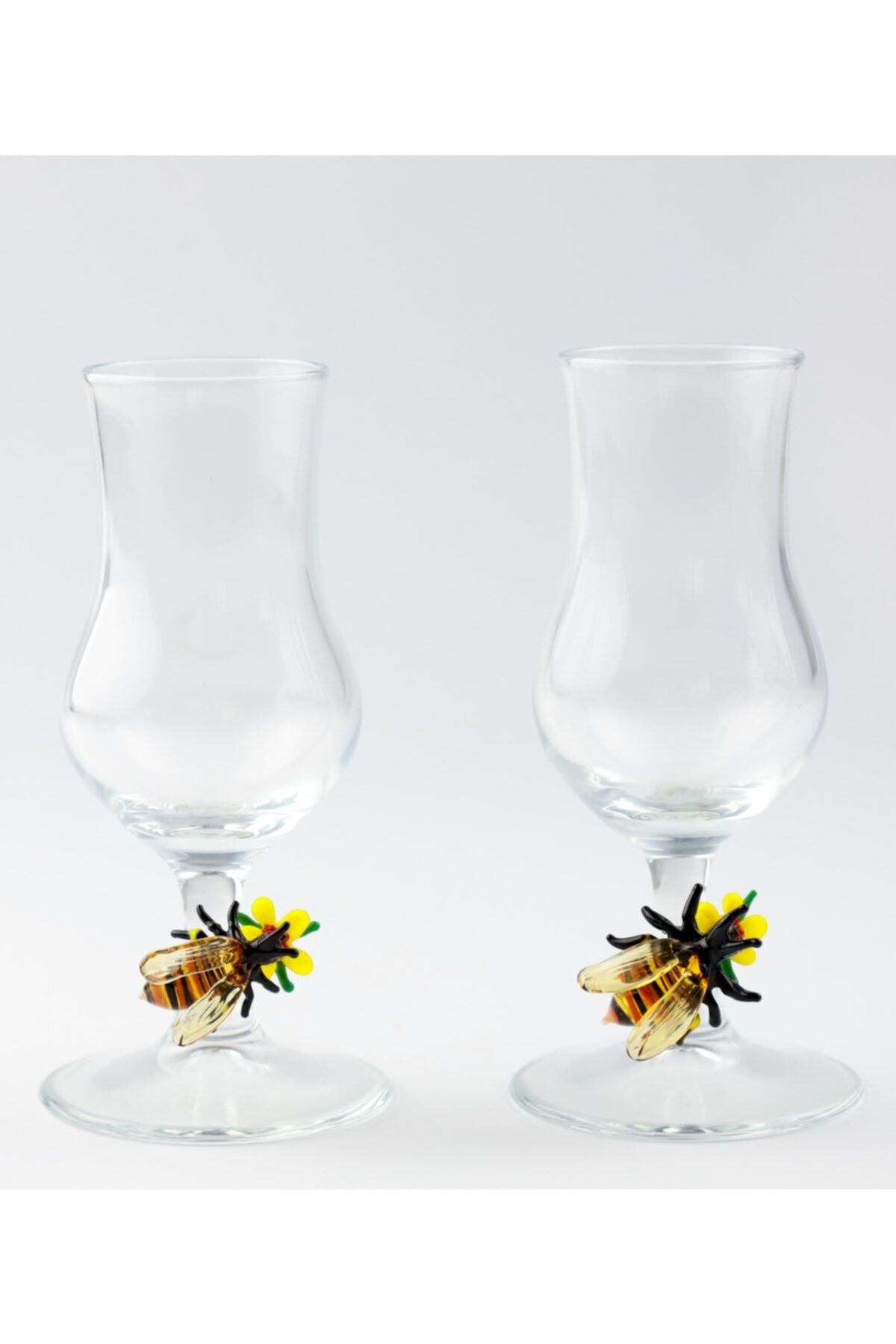 ADAMODART Arı & Çiçek Figürlü Ayaklı Kahve Yanı Su Bardağı & Likör Sunum Kadehi