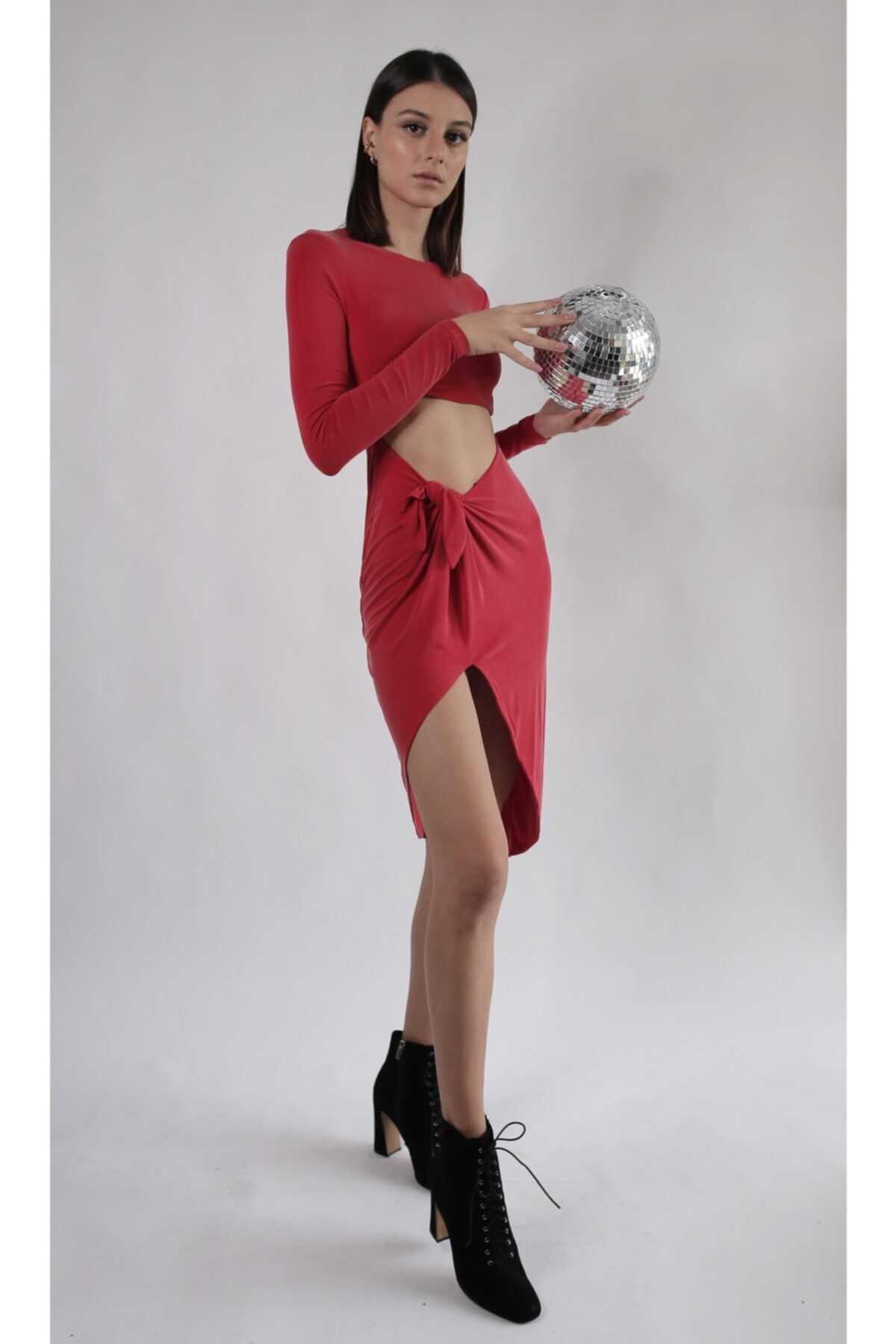 ZEYNEP MAYRUK Kadın Kırmızı Dekolteli Elbise