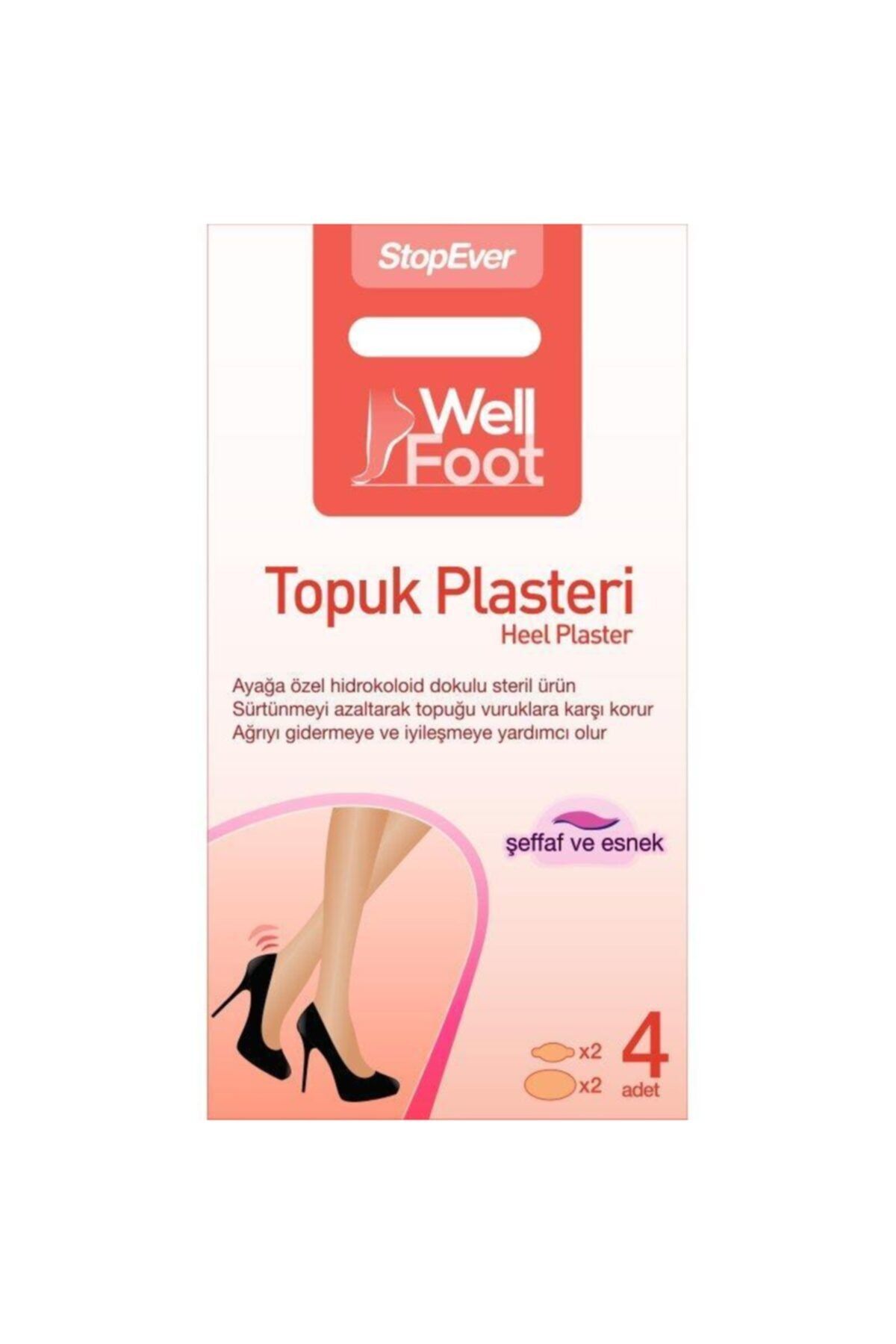 StopEver Well Foot Topuk Plasteri - 1 Adet (1x4 Plaster - 2 Adet 25x58 Mm Ve 2 Adet 69x44 Mm-)