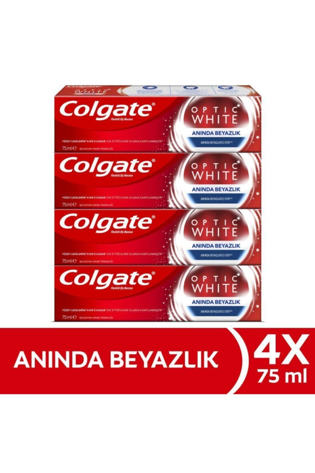 Colgate Optic White Anında Beyazlık Anında Beyazlatma Etkisi Beyazlatıcı Diş Macunu 4 X 75 Ml