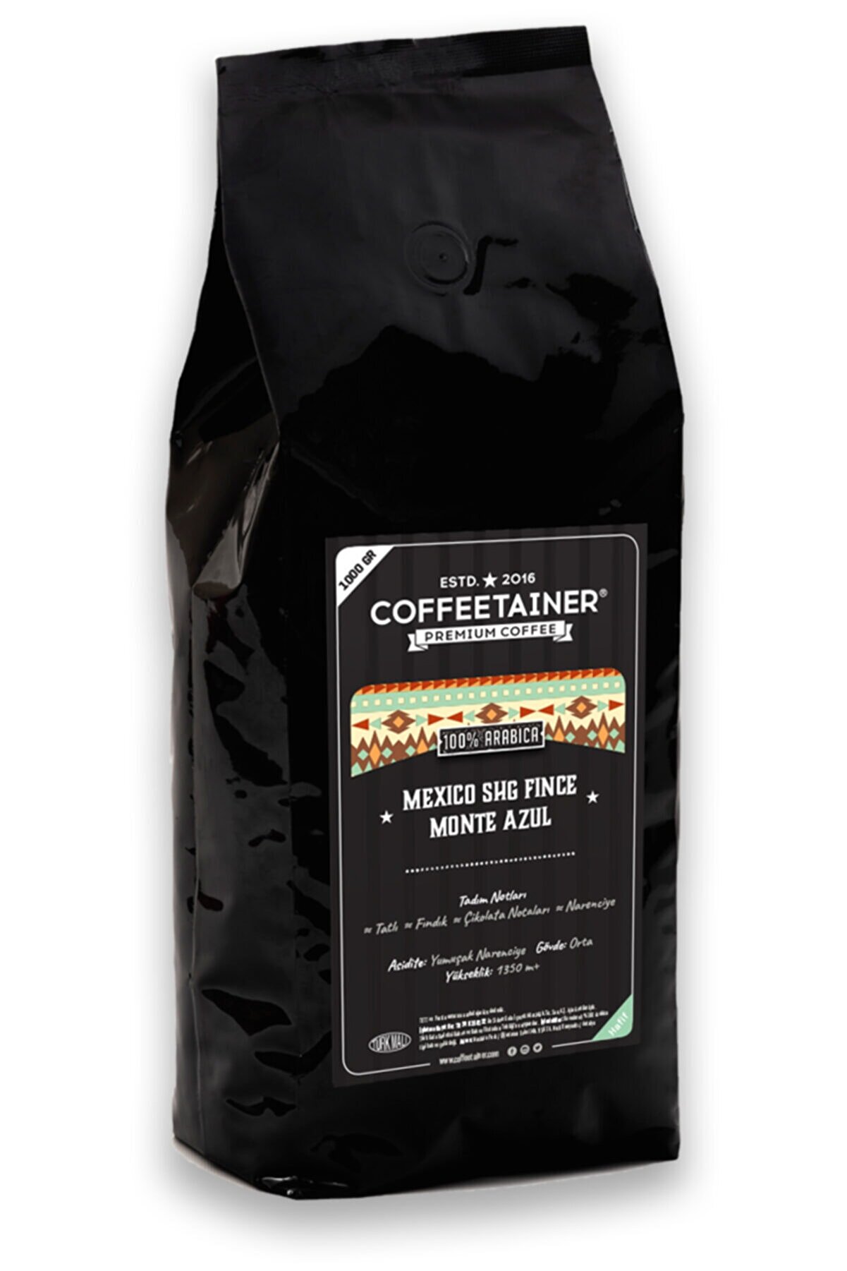 COFFEETAINER Meksika Monte Azul Çekirdek Kahve (%100 Arabica) 1 Kg