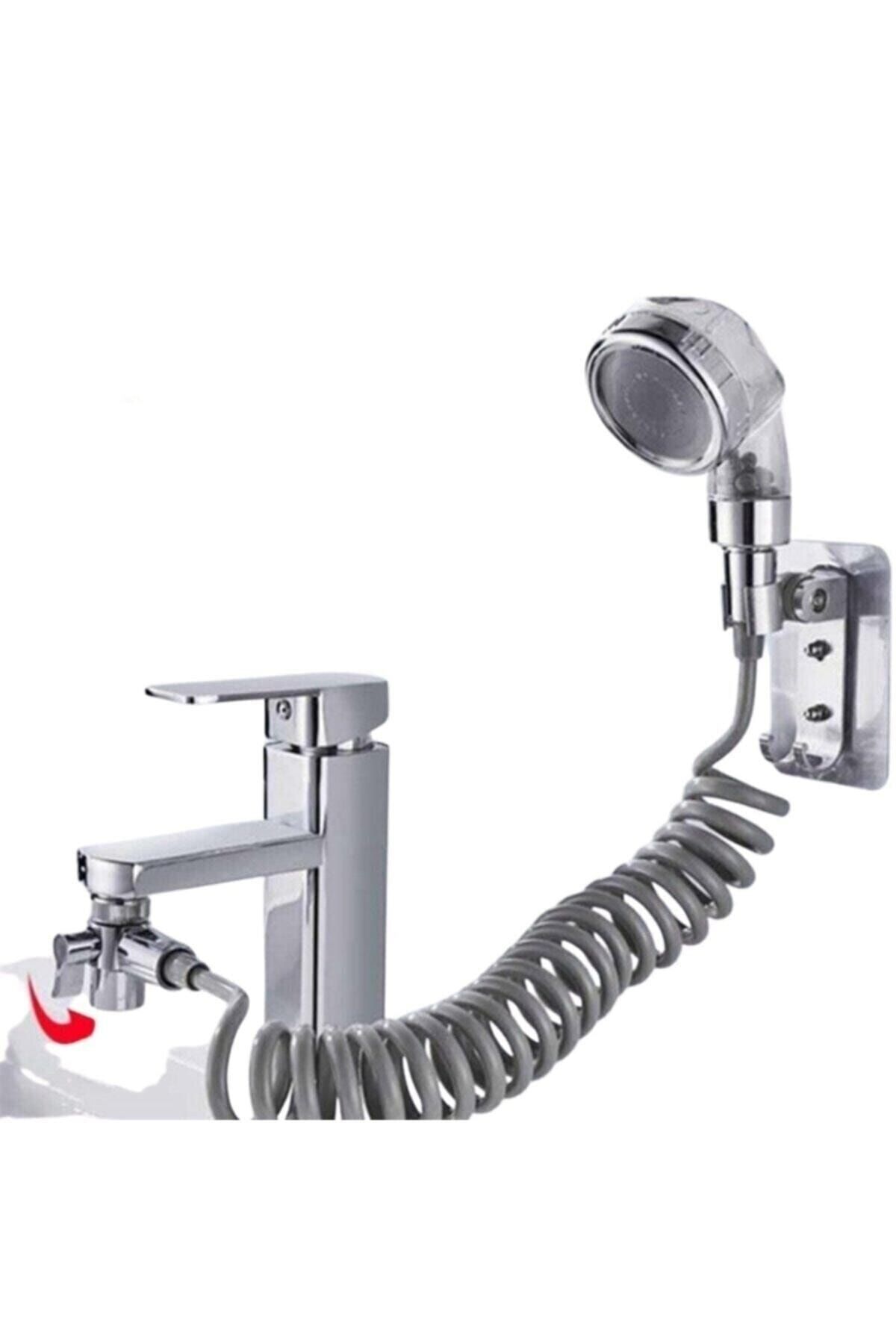 morponi Spiral Hortumlu Banyo Ayarlanabilir Hareketli Banyo Mutfak Lavabo Musluk Duş Başlığı Duş Seti