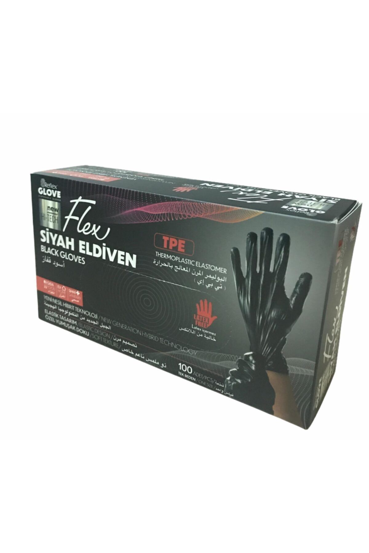 Reflex Yeni Nesil Tpe Eldiven Siyah Renk 100'lü Paket