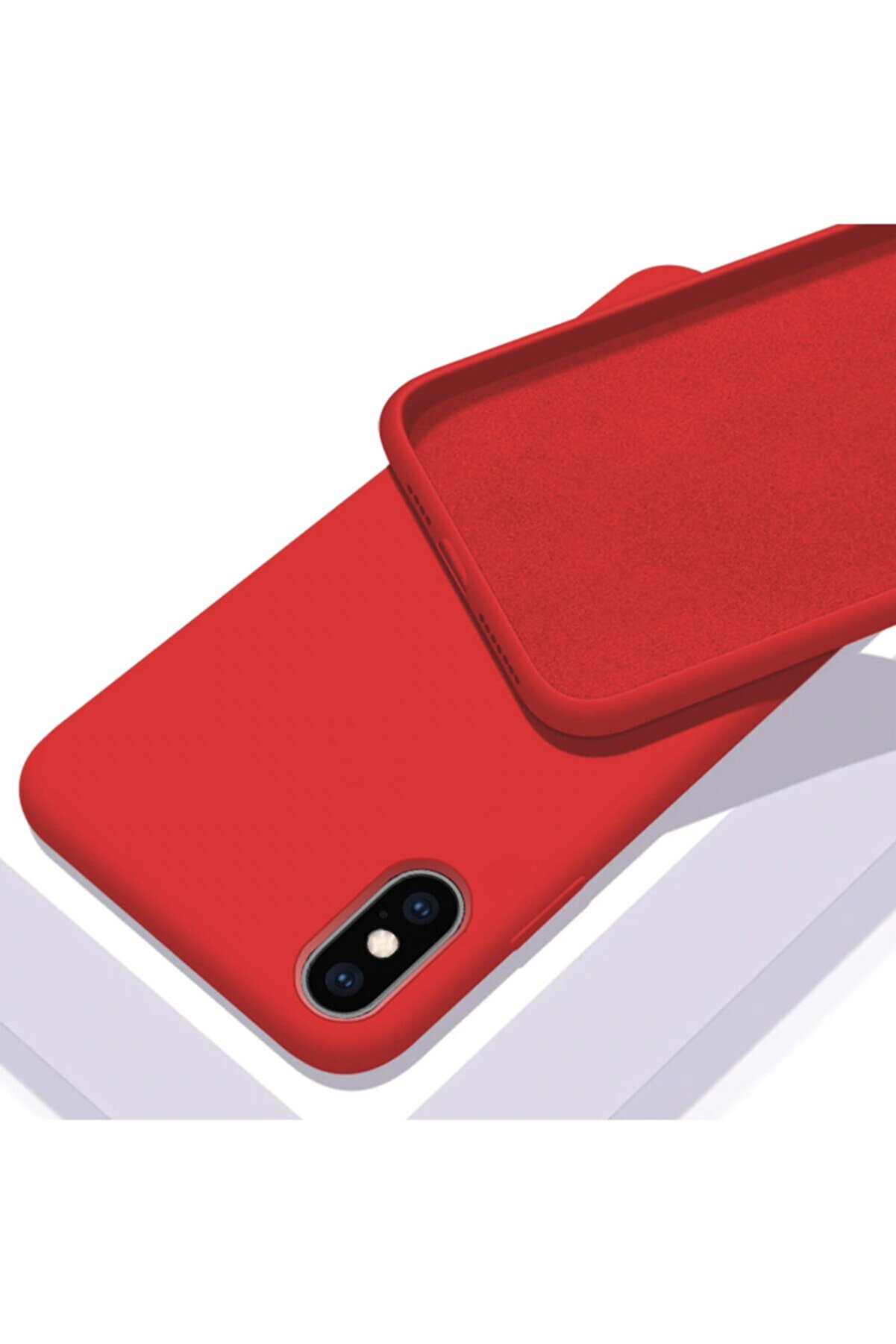 Zengin Çarşım Iphone Xs Max Içi Kadife Lansman Silikon Kılıf Kırmızı