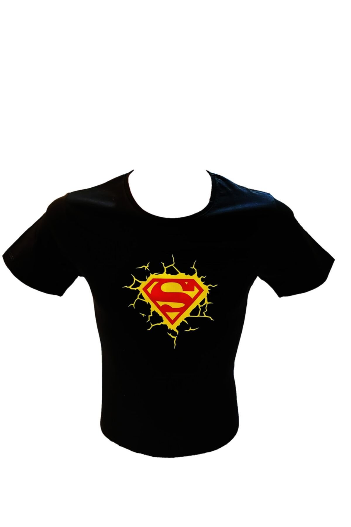 ajel Kadın Siyah Süperman Baskılı T-shirt