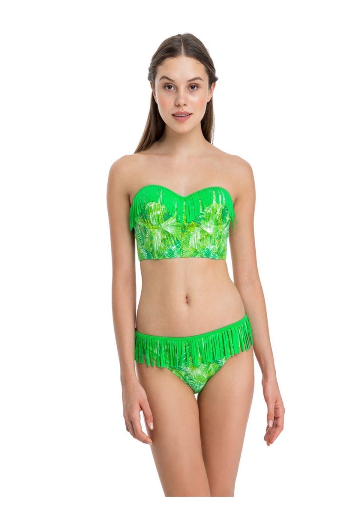 Dagi Kadın Yeşil Kaplı Büstiyer Bikini Takımı B0118Y0553