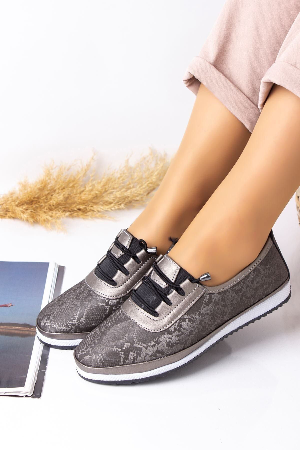 Mugur Ortopedik Günlük Platin Desenlİ Kadın  Ayakkabı